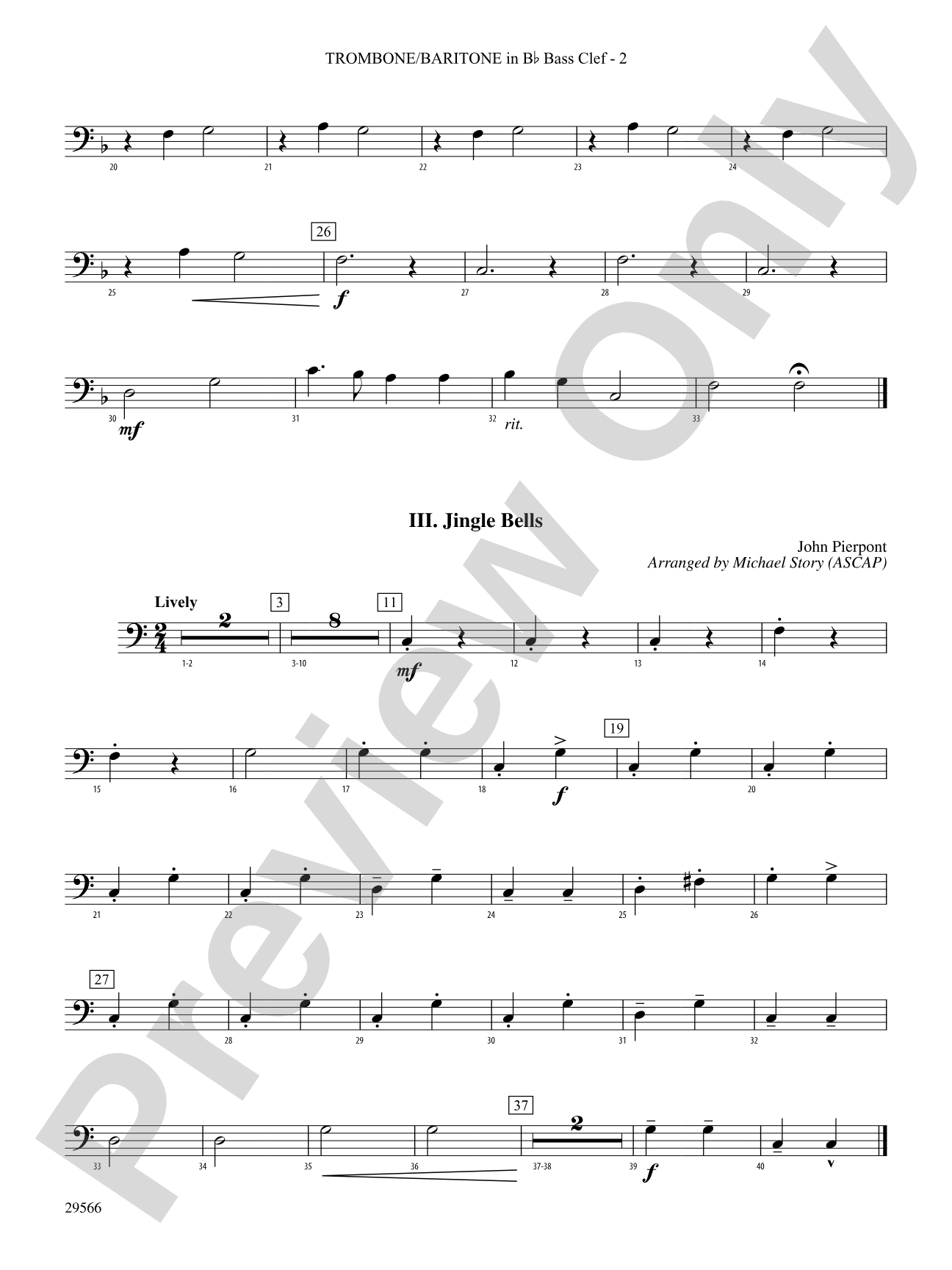 Three Christmas Bells (I. Ukranian Bell Carol, II. Ding Dong! Merrily on High, III. Jingle Bells): (wp) 1st B-flat Trombone B.C.