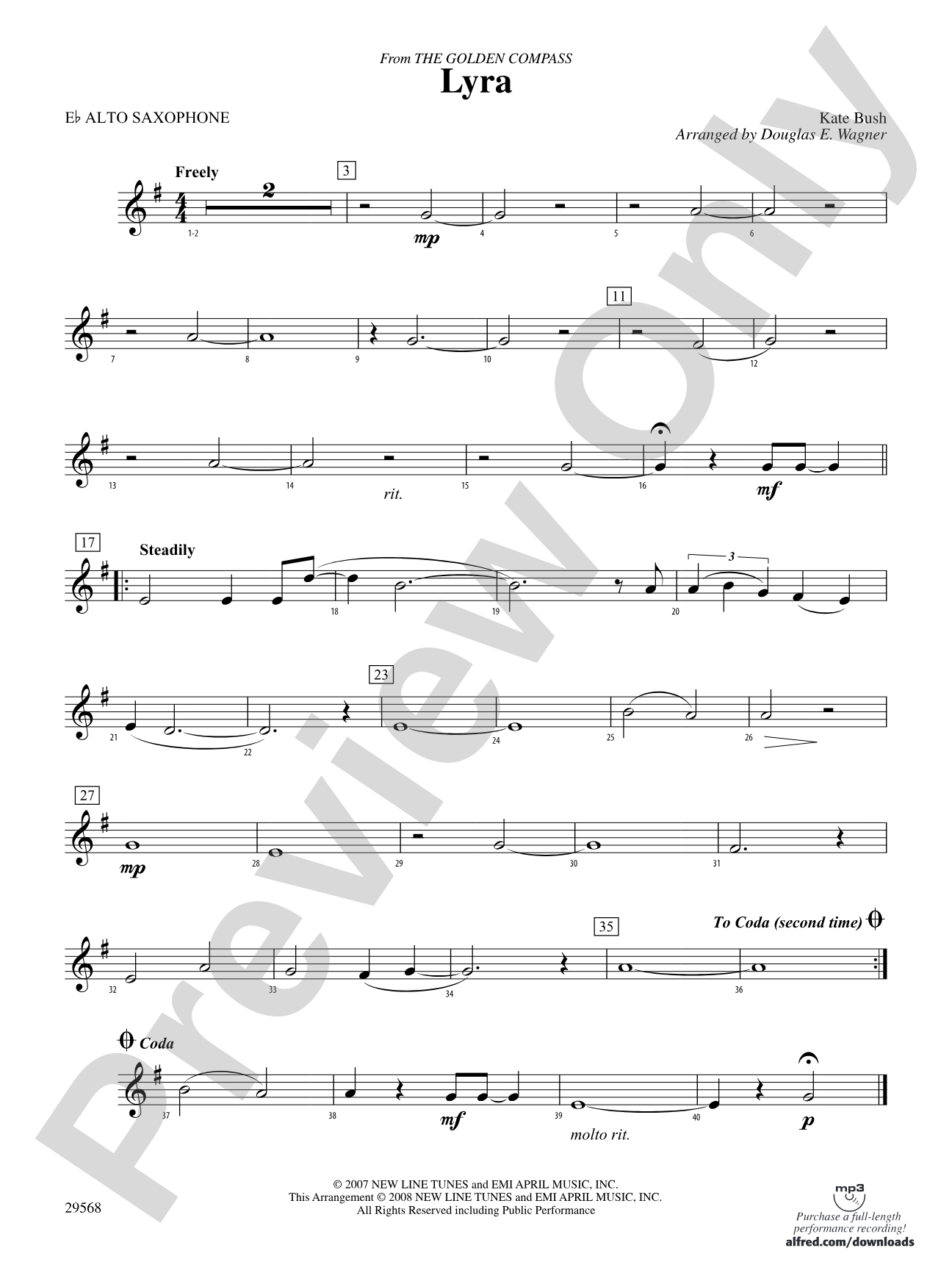 Lyra (from The Golden Compass): E-flat Alto Saxophone