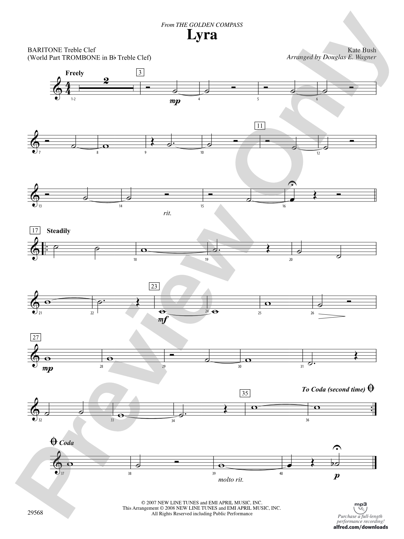 Lyra (from The Golden Compass): Baritone T.C.