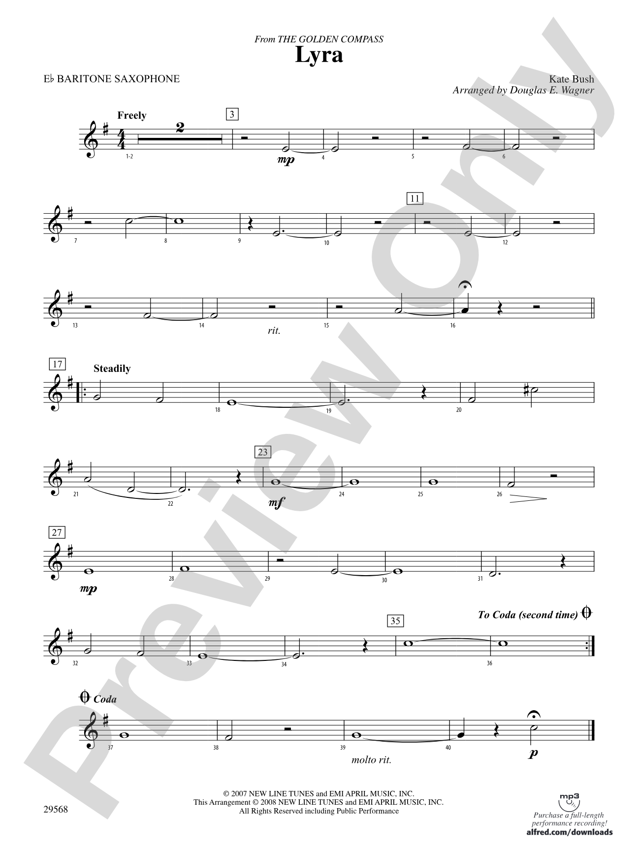 Lyra (from The Golden Compass): E-flat Baritone Saxophone