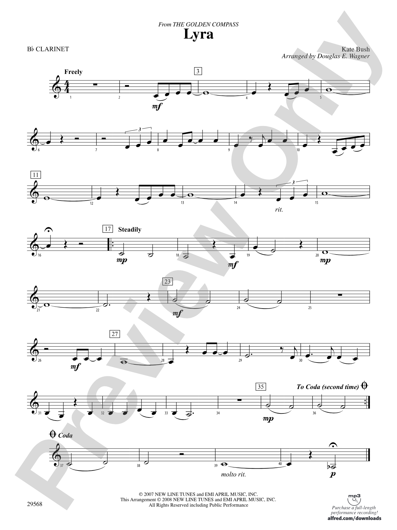 Lyra (from The Golden Compass): 1st B-flat Clarinet