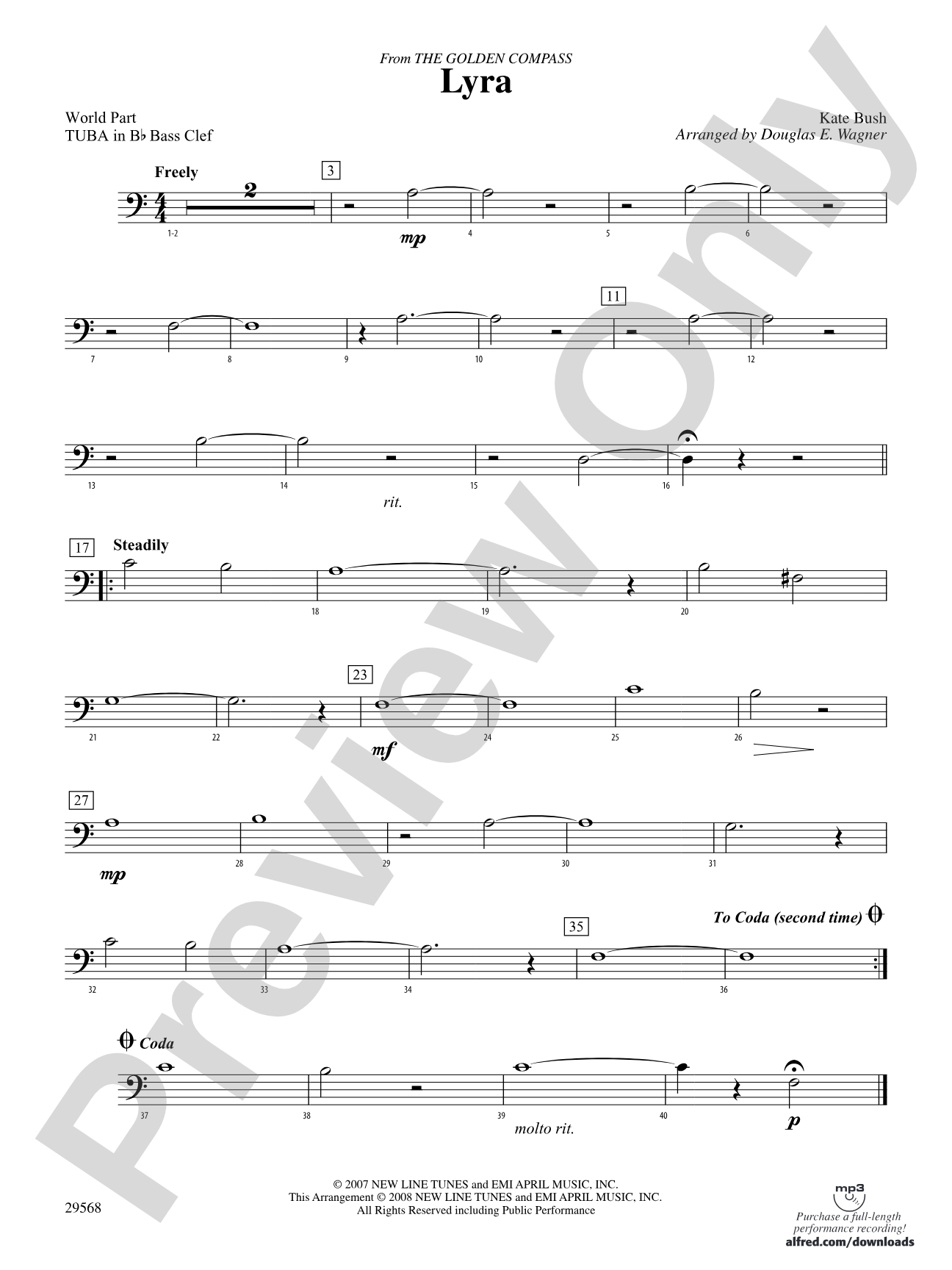 Lyra (from The Golden Compass): (wp) B-flat Tuba B.C.