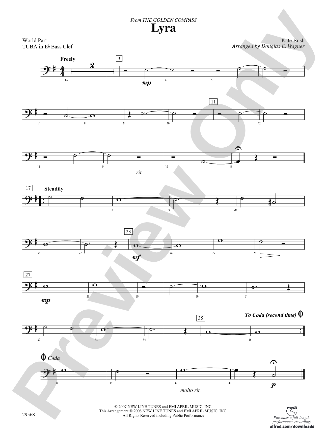 Lyra (from The Golden Compass): (wp) E-flat Tuba B.C.
