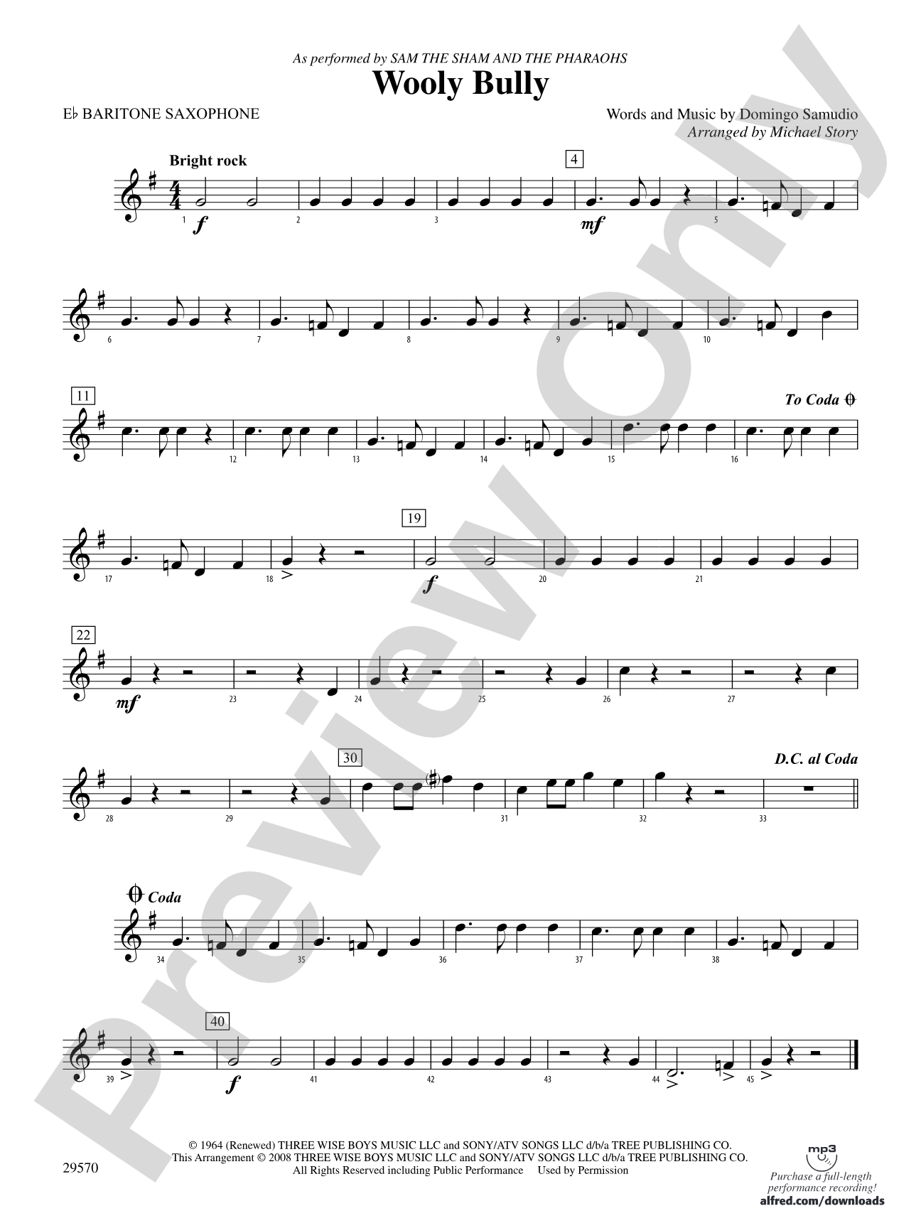 Wooly Bully: E-flat Baritone Saxophone