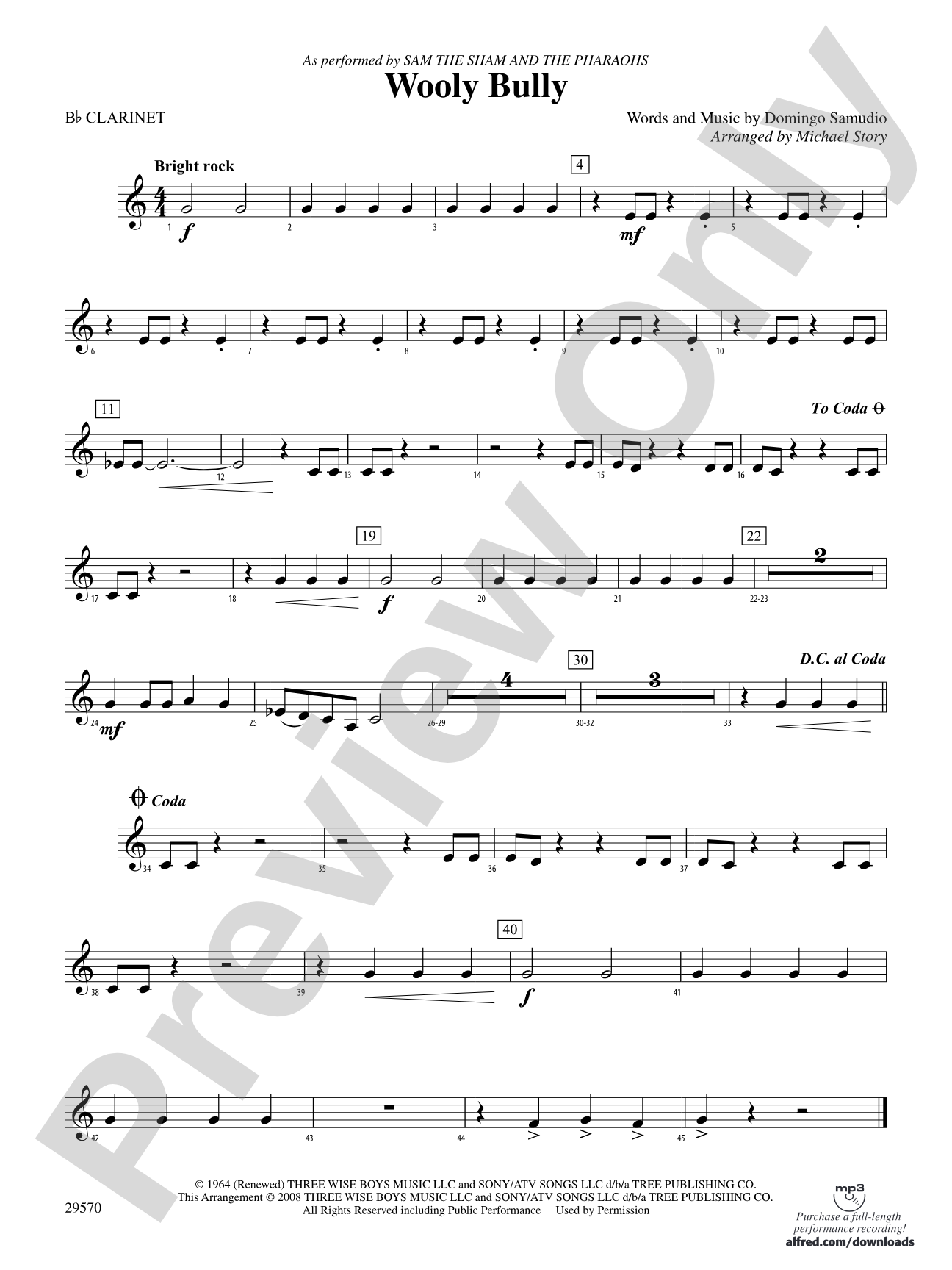 Wooly Bully: 1st B-flat Clarinet
