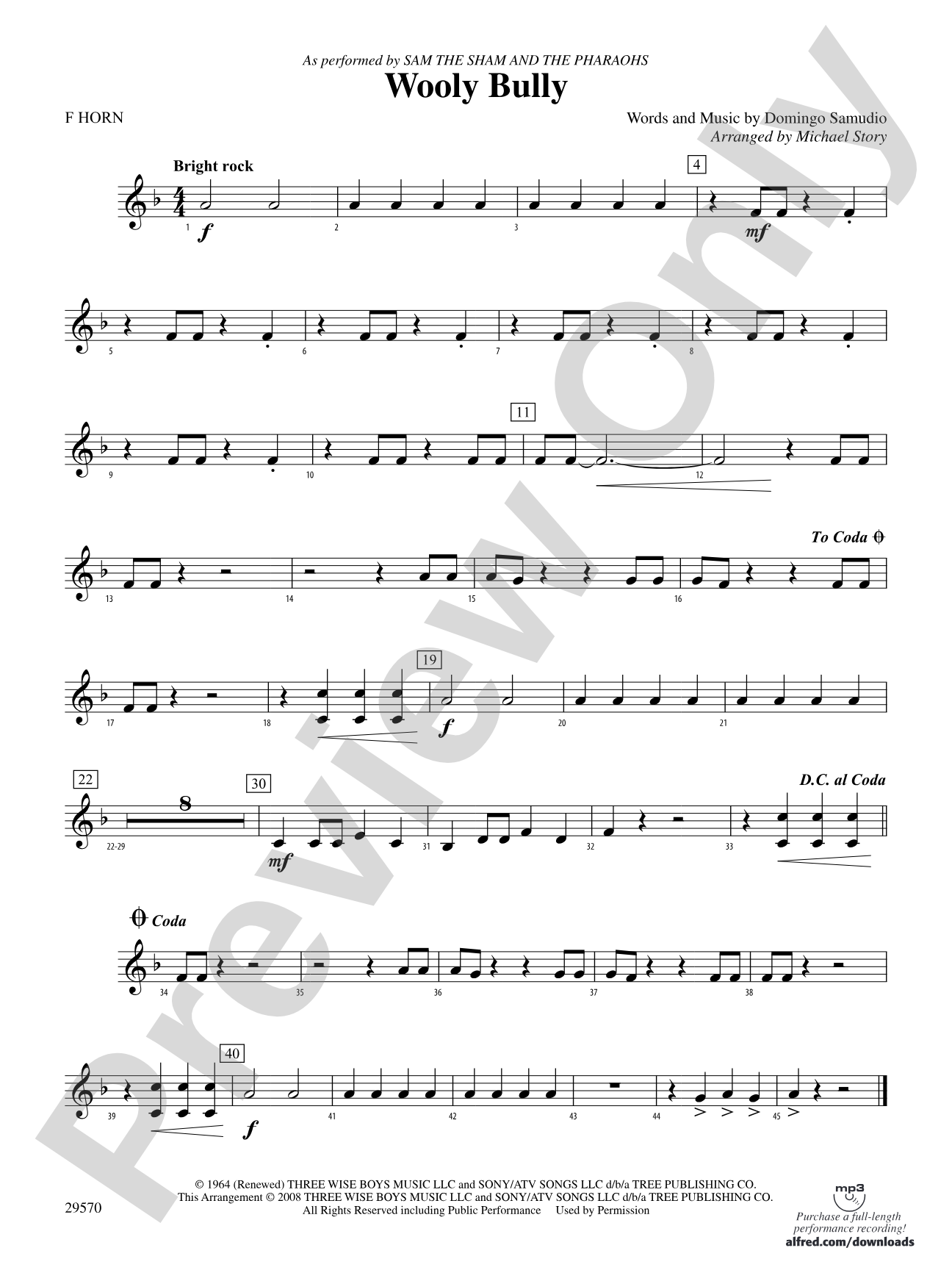 Wooly Bully: 1st F Horn