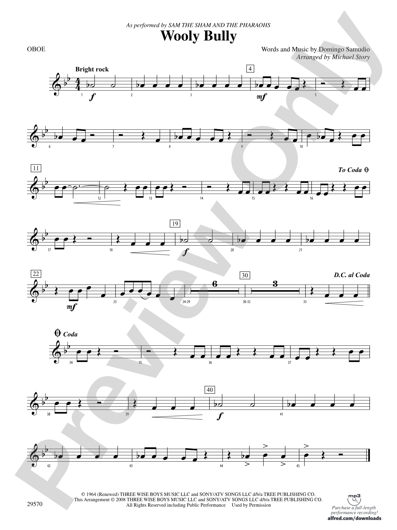 Wooly Bully: Oboe