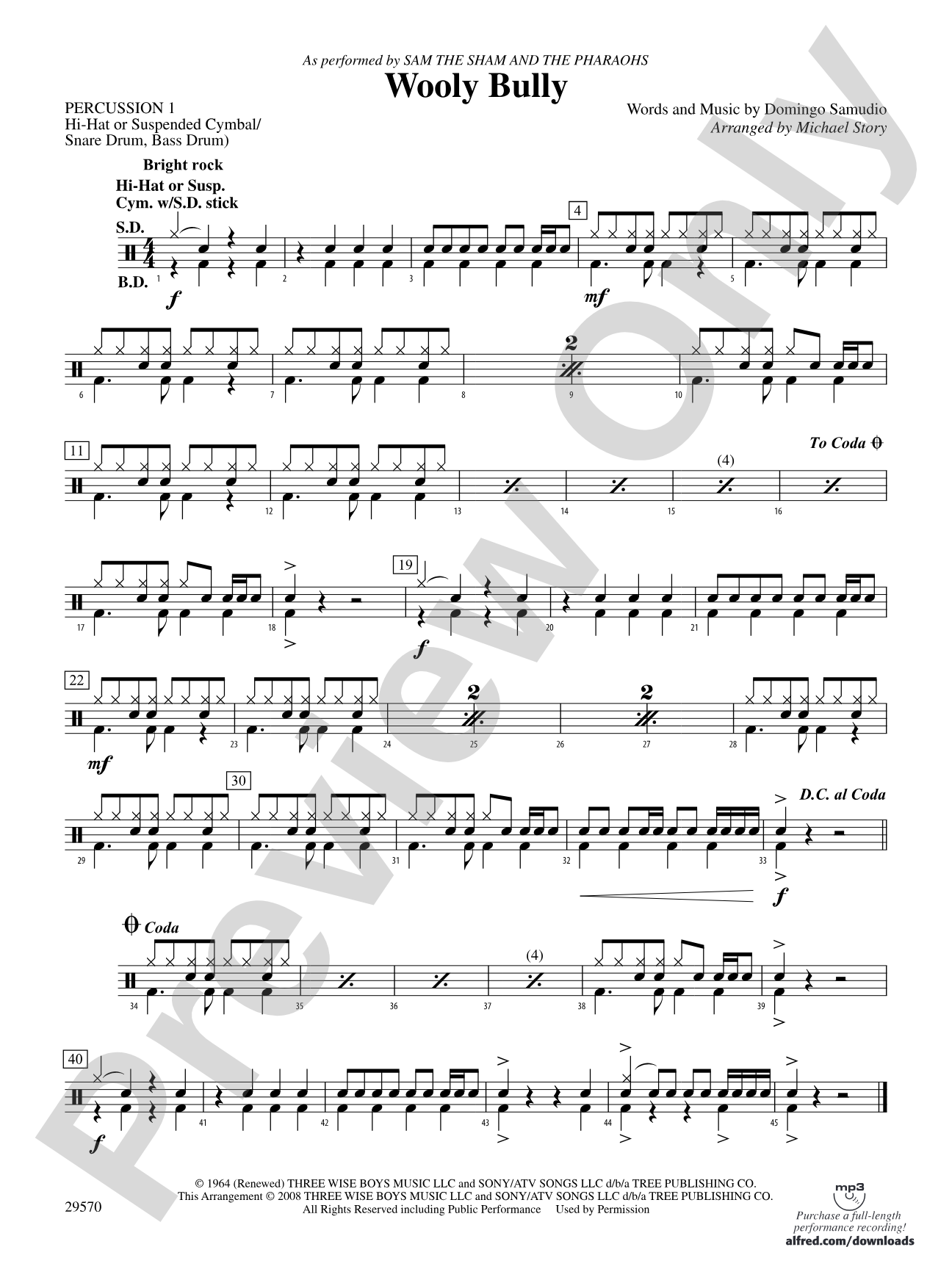 Wooly Bully: 1st Percussion