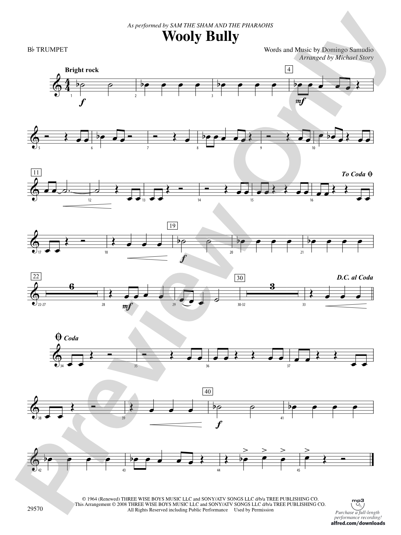 Wooly Bully: 1st B-flat Trumpet