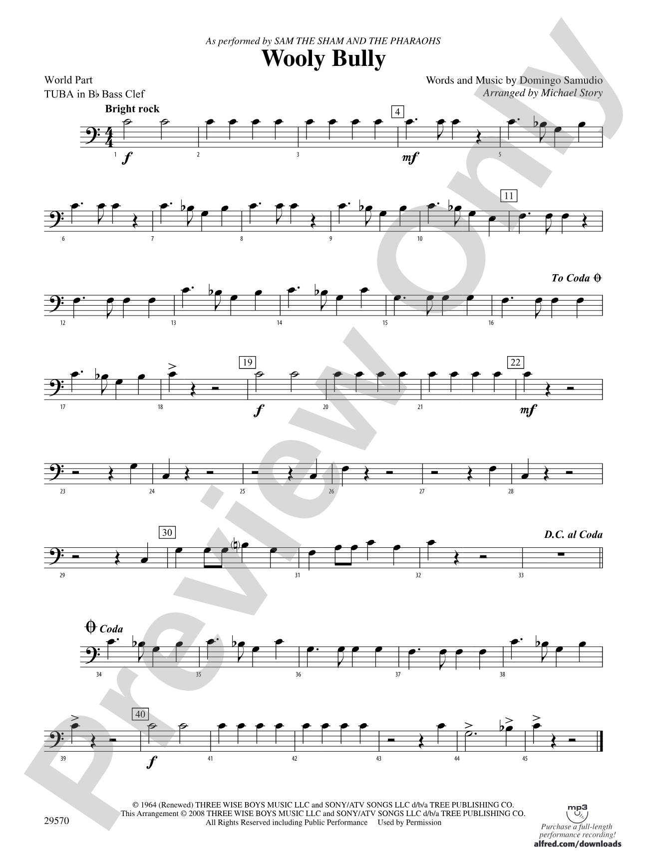 Wooly Bully: (wp) B-flat Tuba B.C.