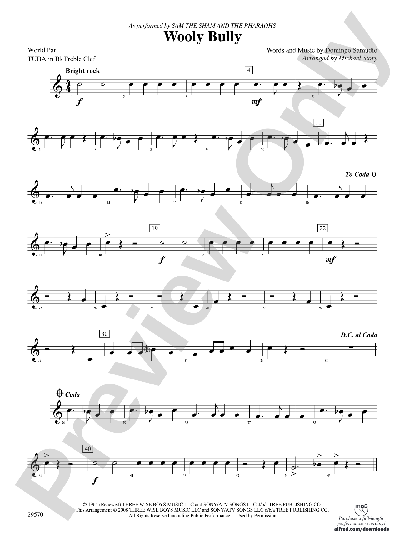 Wooly Bully: (wp) B-flat Tuba T.C.