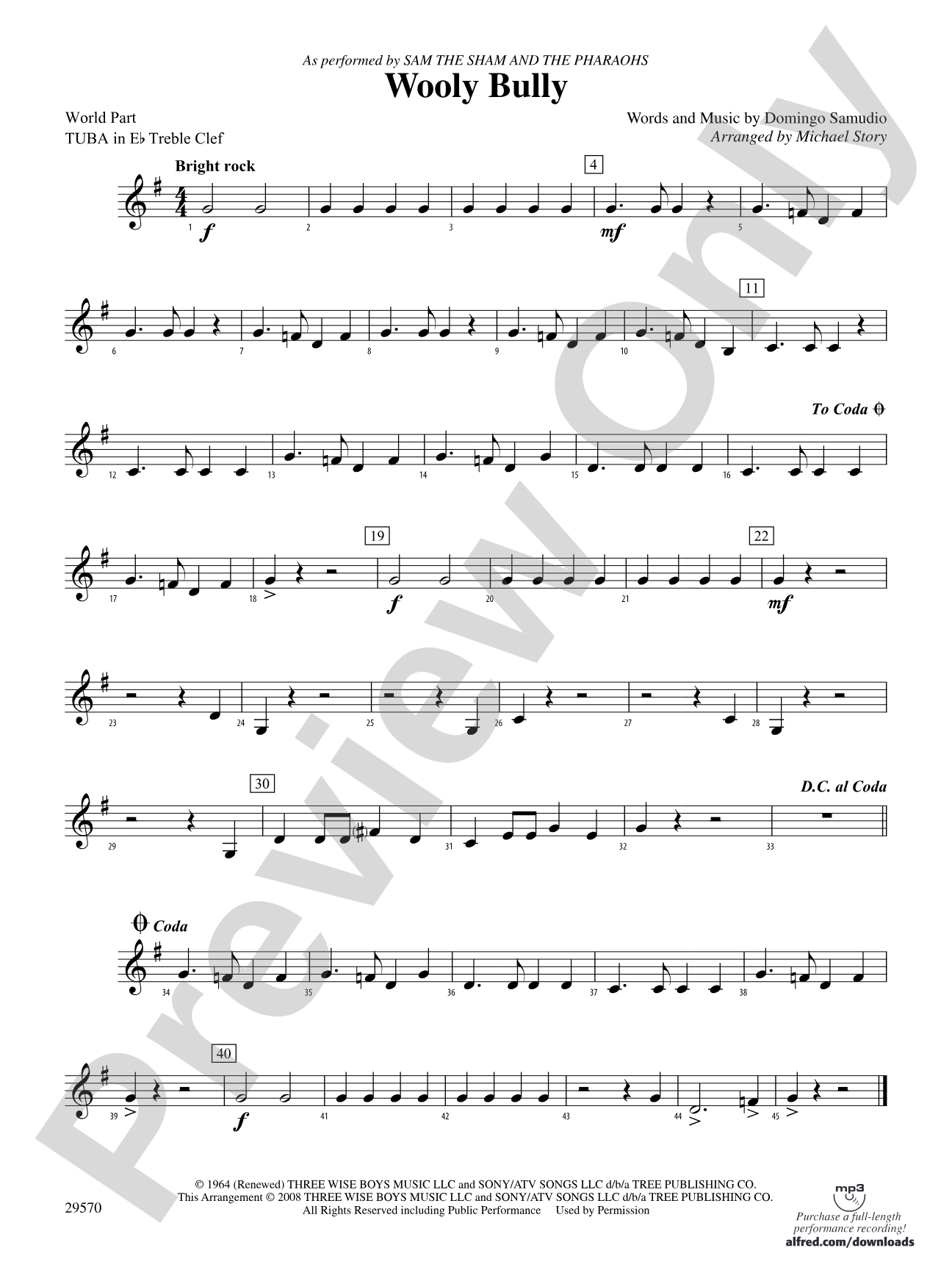 Wooly Bully: (wp) E-flat Tuba T.C.