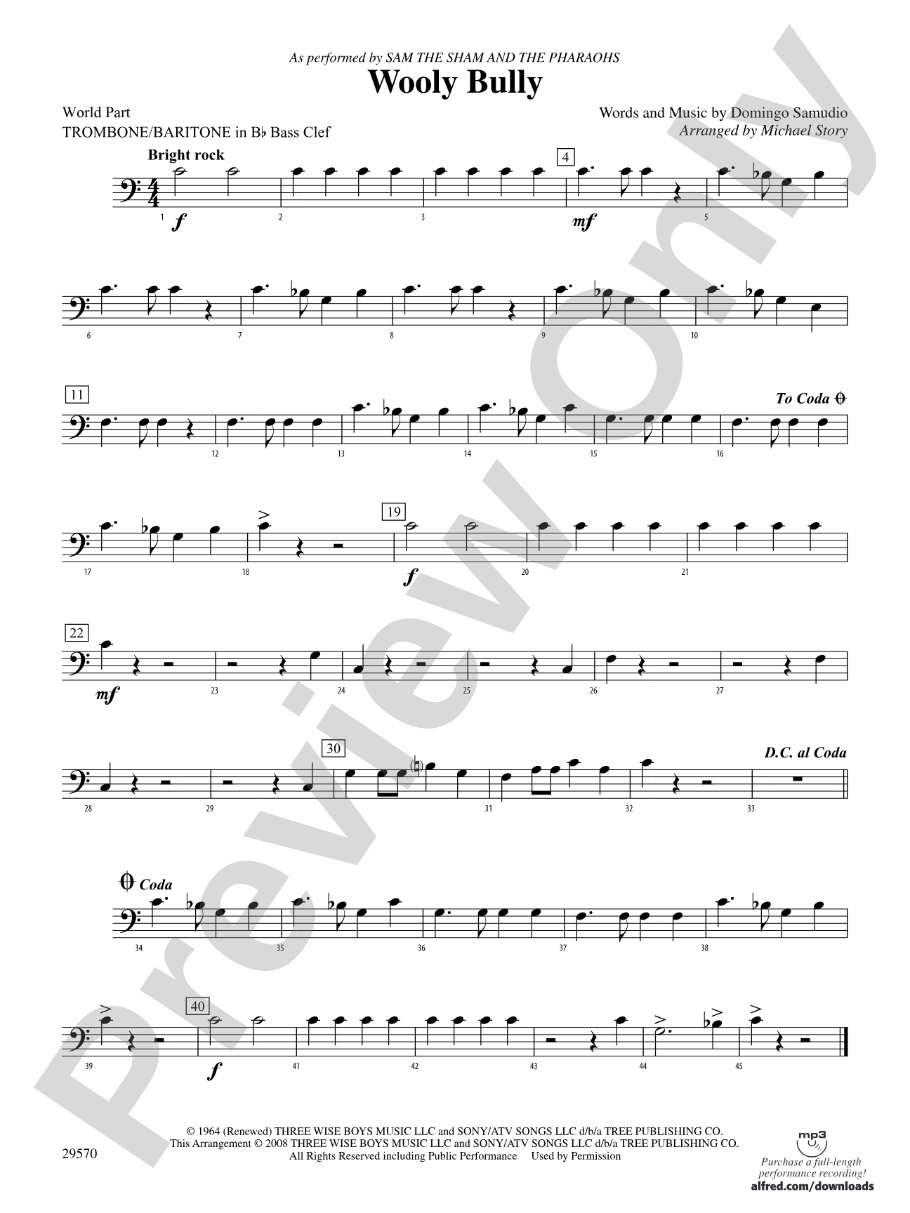 Wooly Bully: (wp) 1st B-flat Trombone B.C.