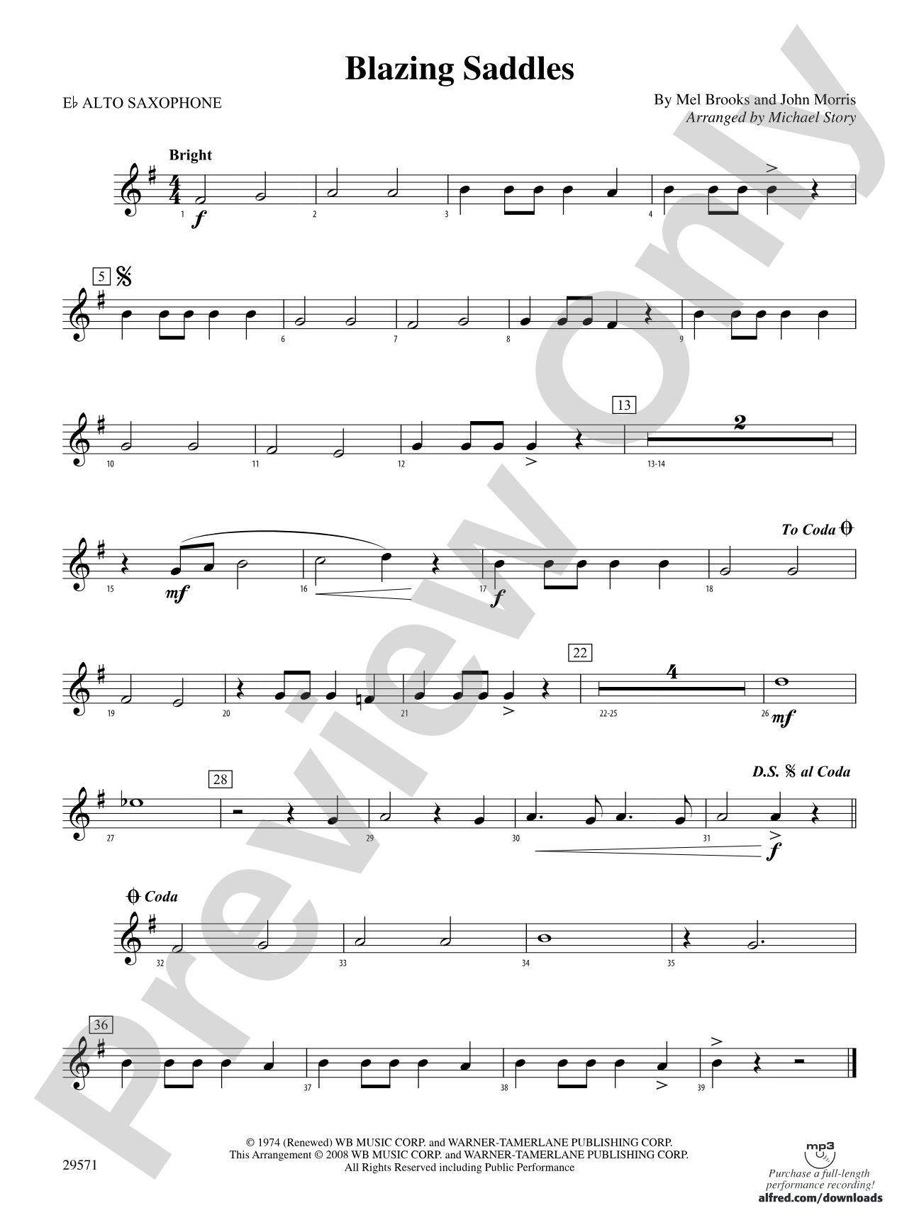 Blazing Saddles: E-flat Alto Saxophone