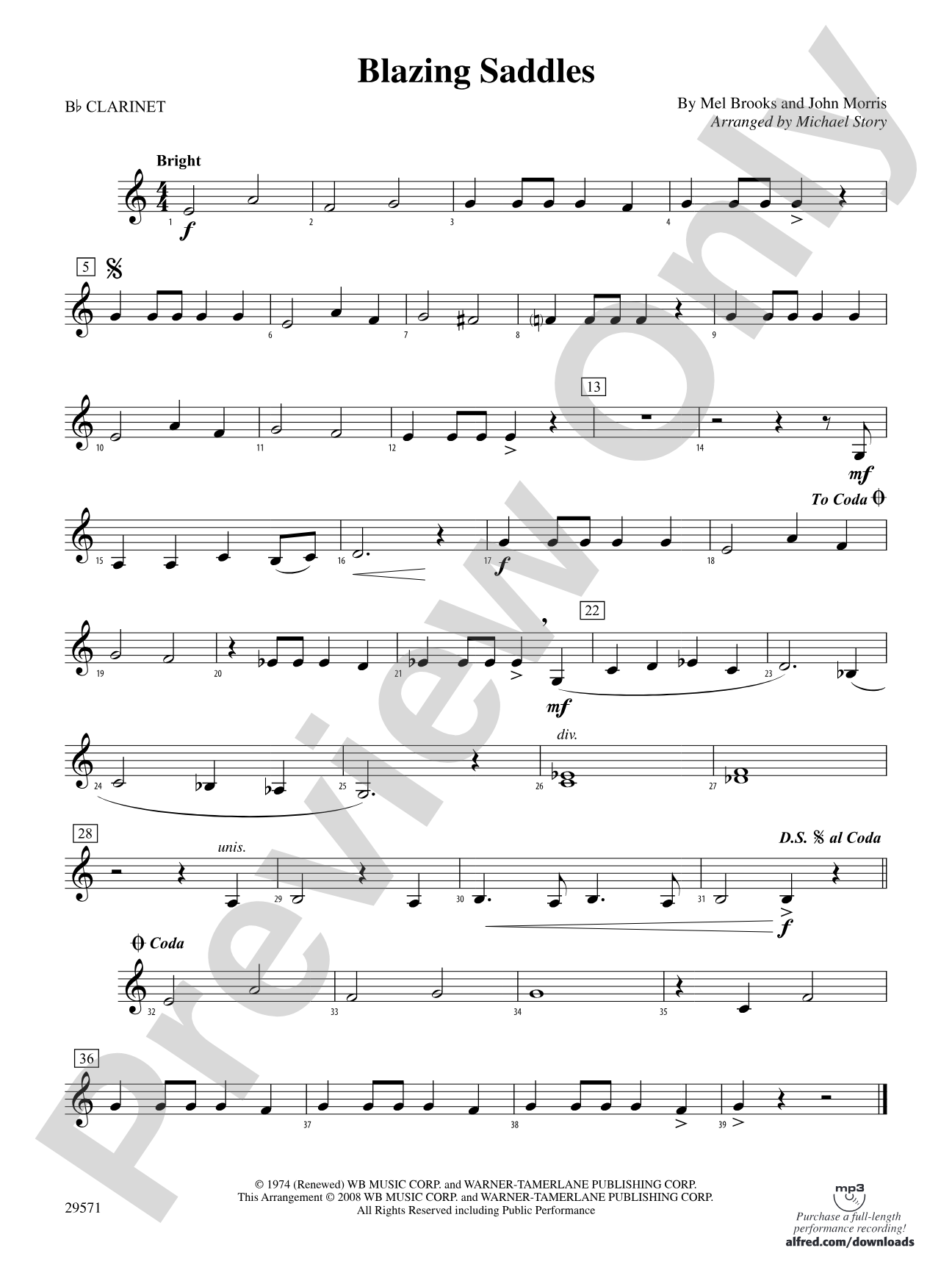 Blazing Saddles: 1st B-flat Clarinet