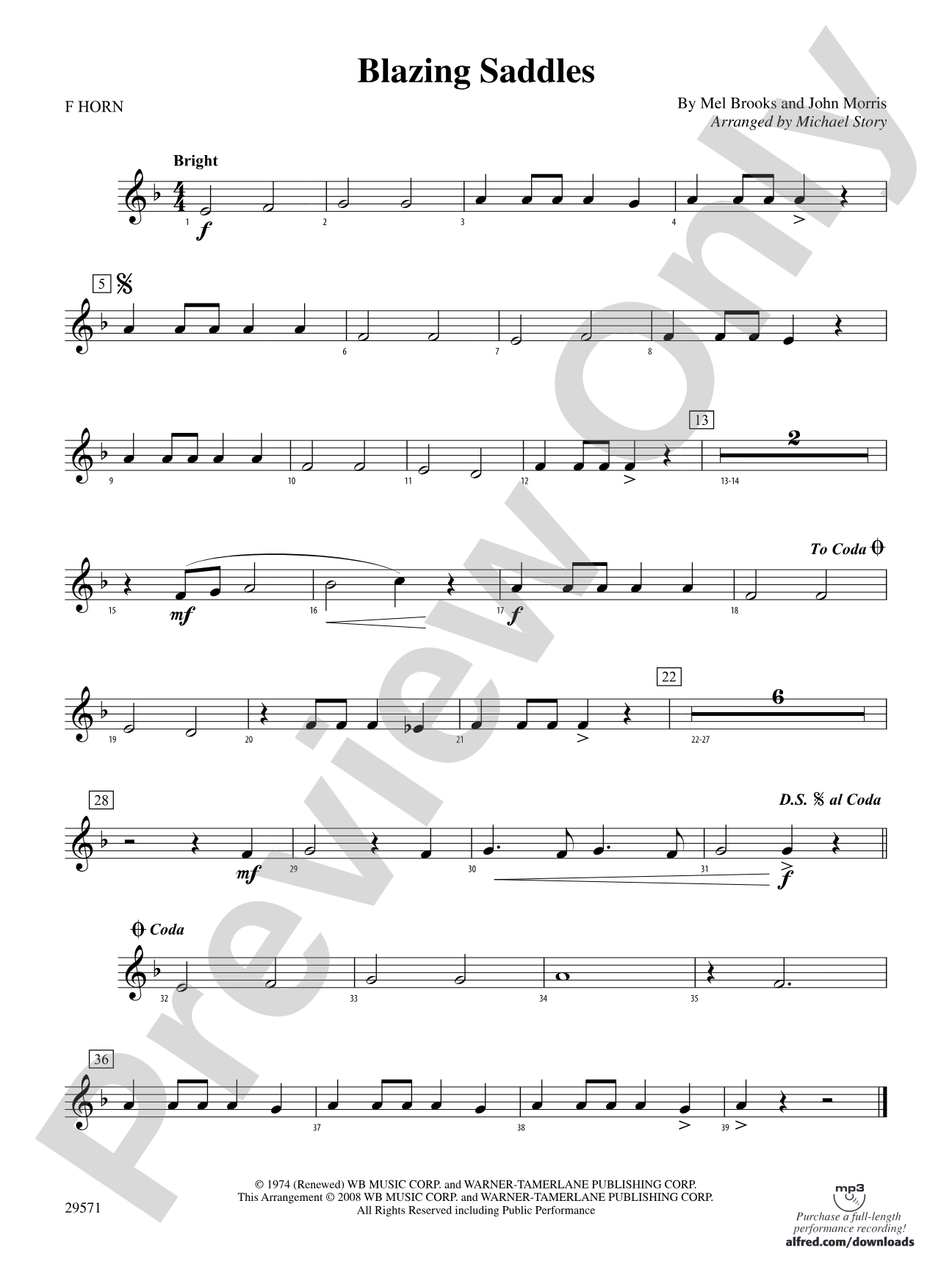 Blazing Saddles: 1st F Horn