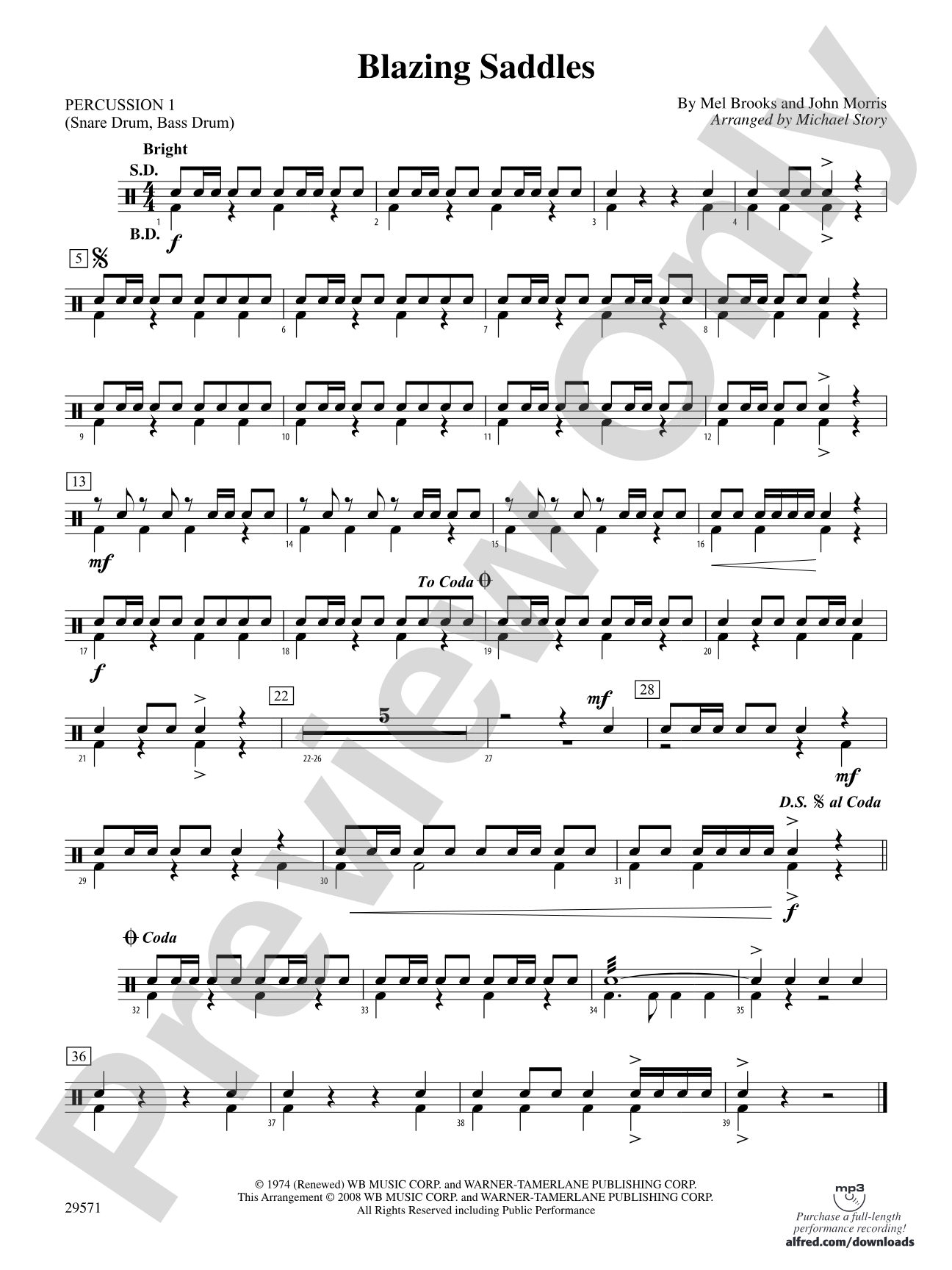 Blazing Saddles: 1st Percussion