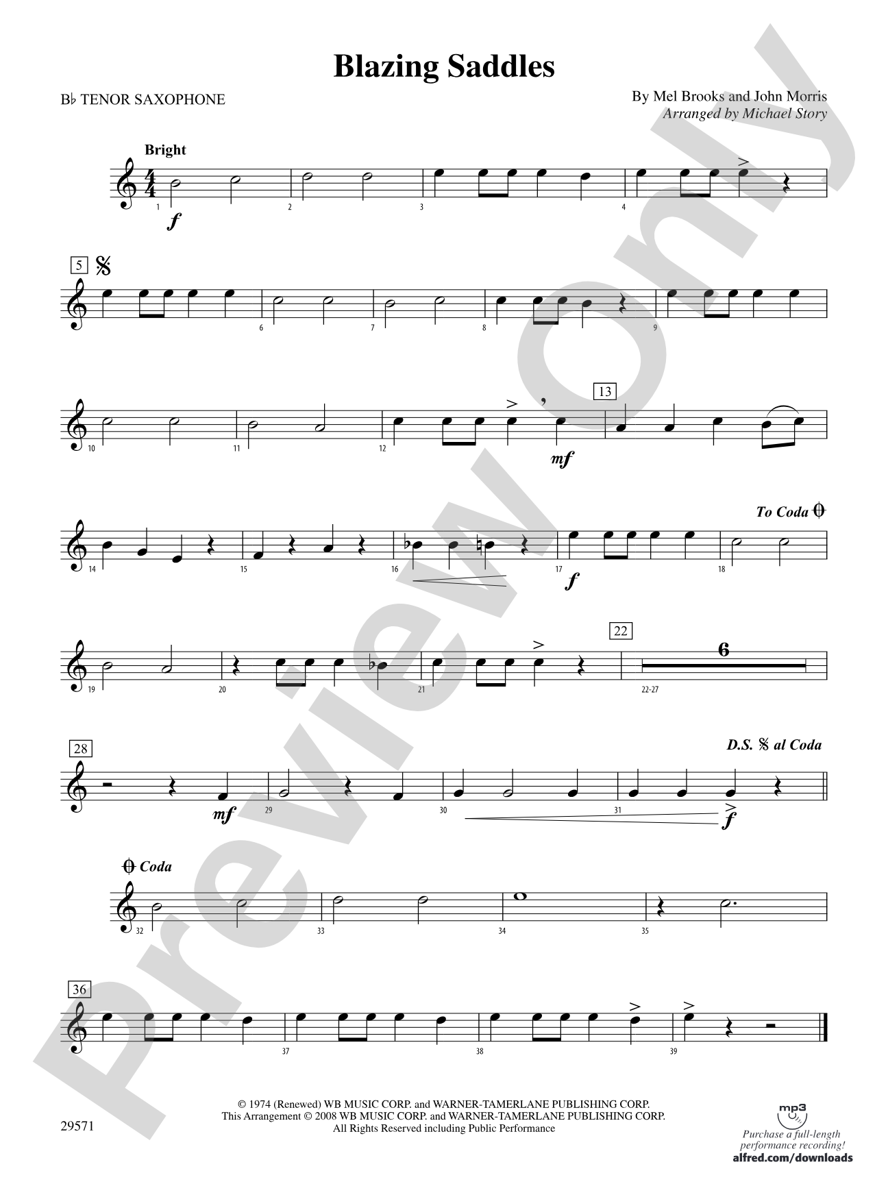Blazing Saddles: B-flat Tenor Saxophone