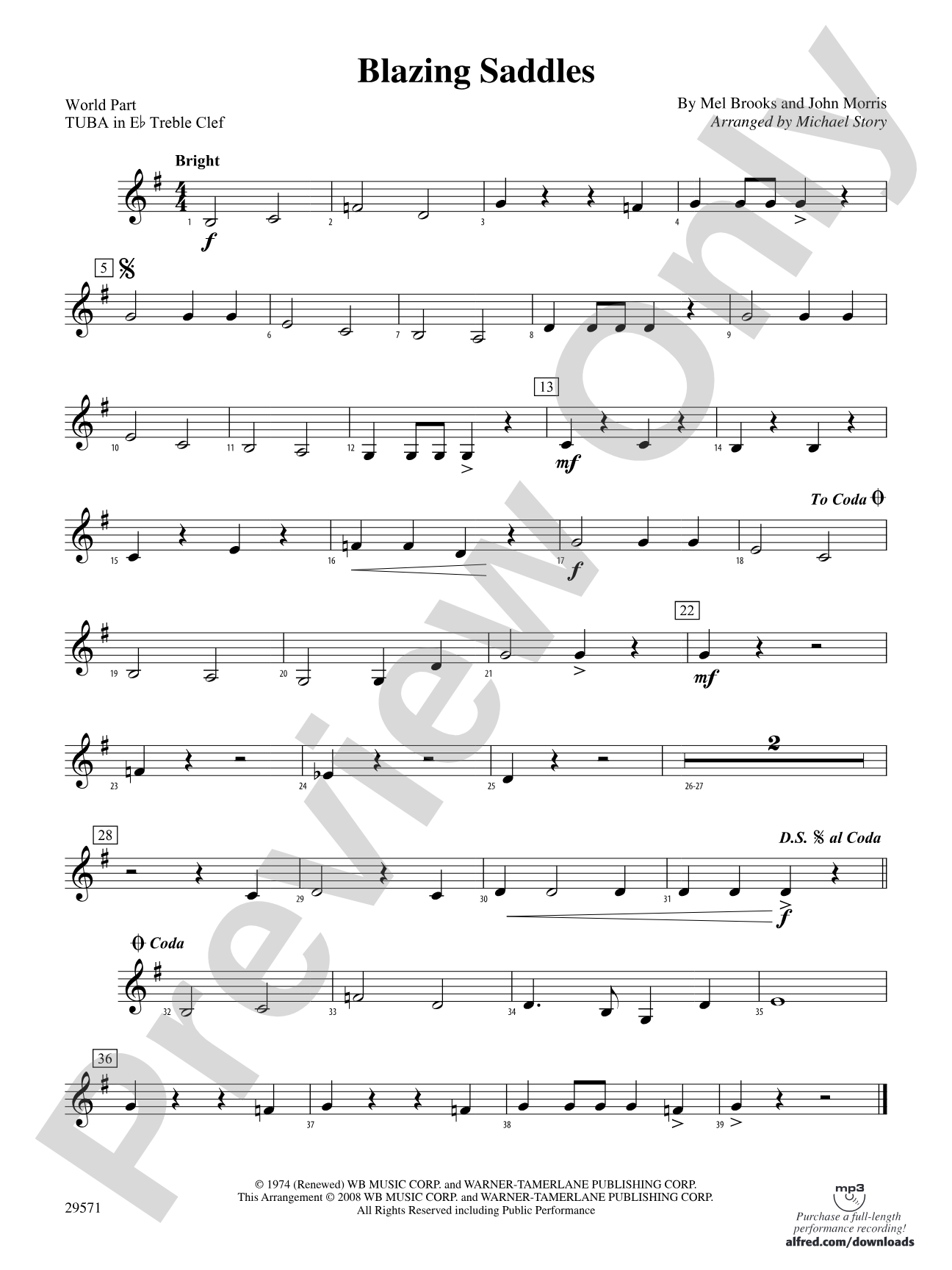 Blazing Saddles: (wp) E-flat Tuba T.C.