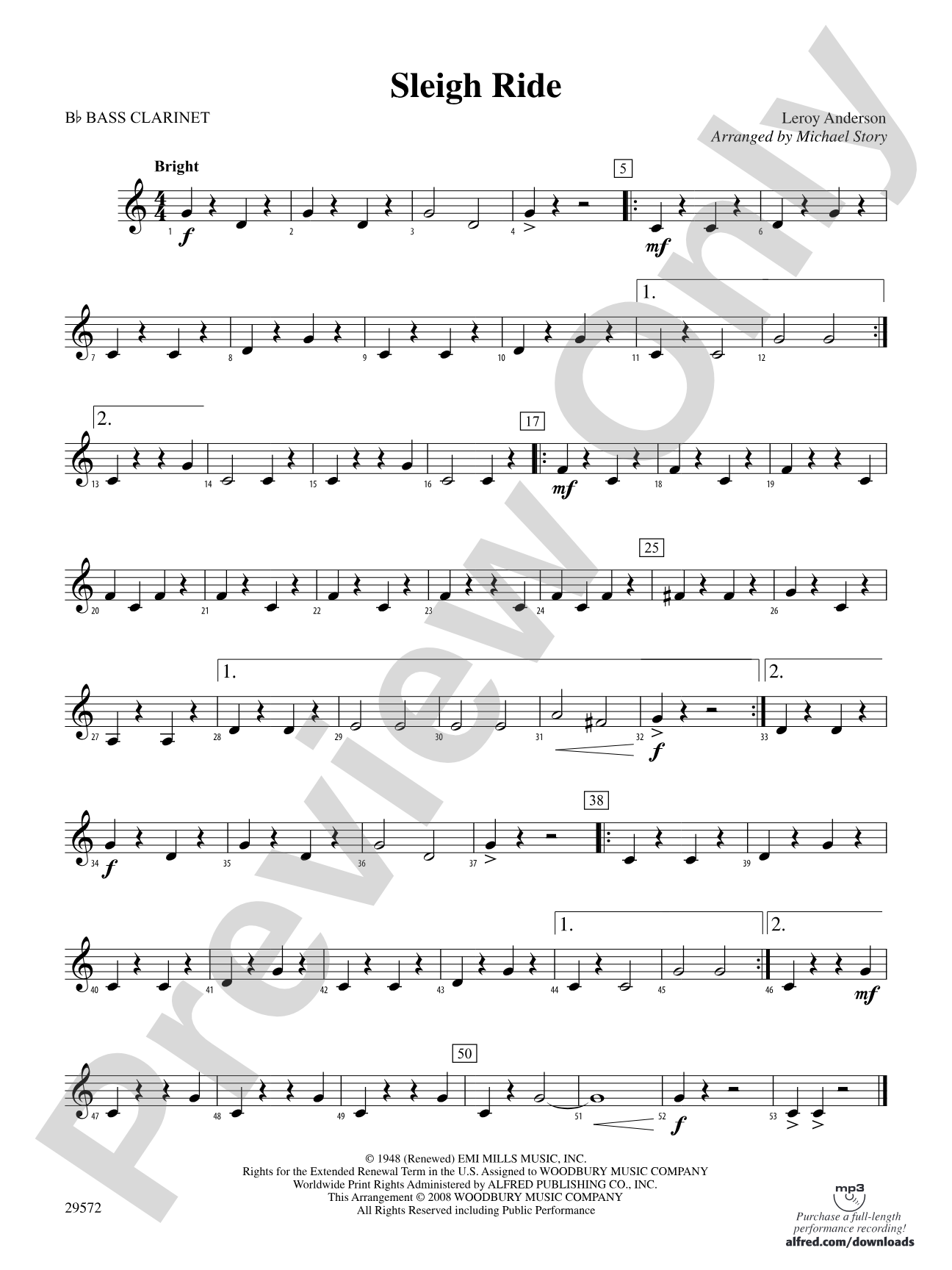 Sleigh Ride: B-flat Bass Clarinet