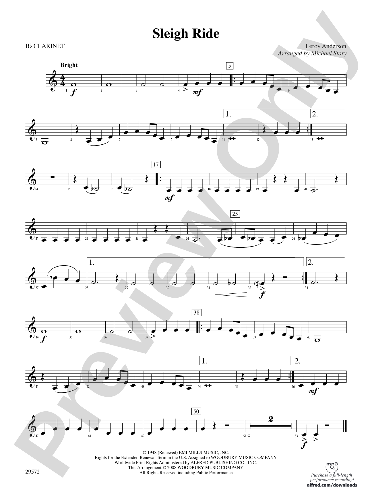 Sleigh Ride: 1st B-flat Clarinet