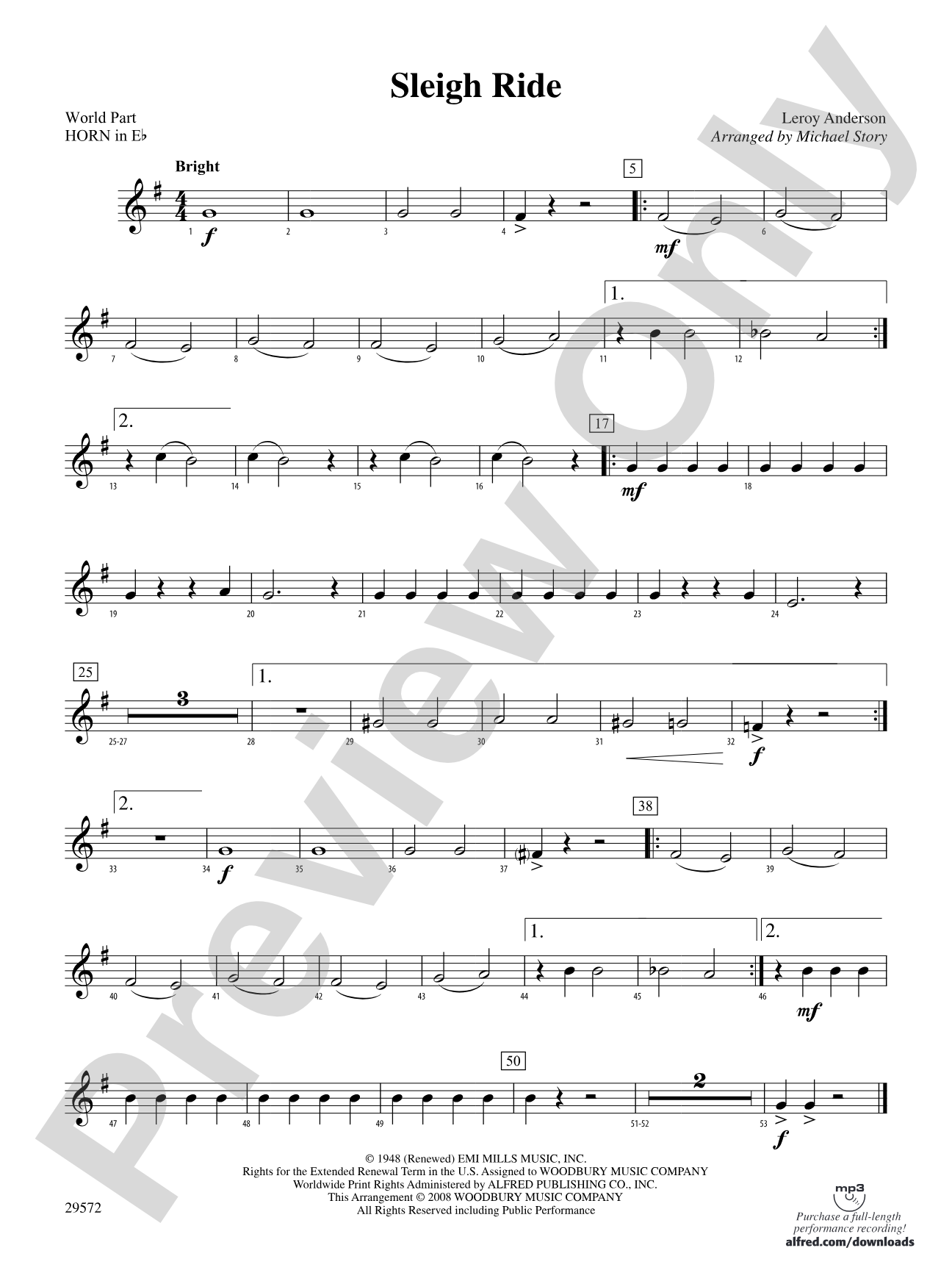 Sleigh Ride: (wp) 1st Horn in E-flat