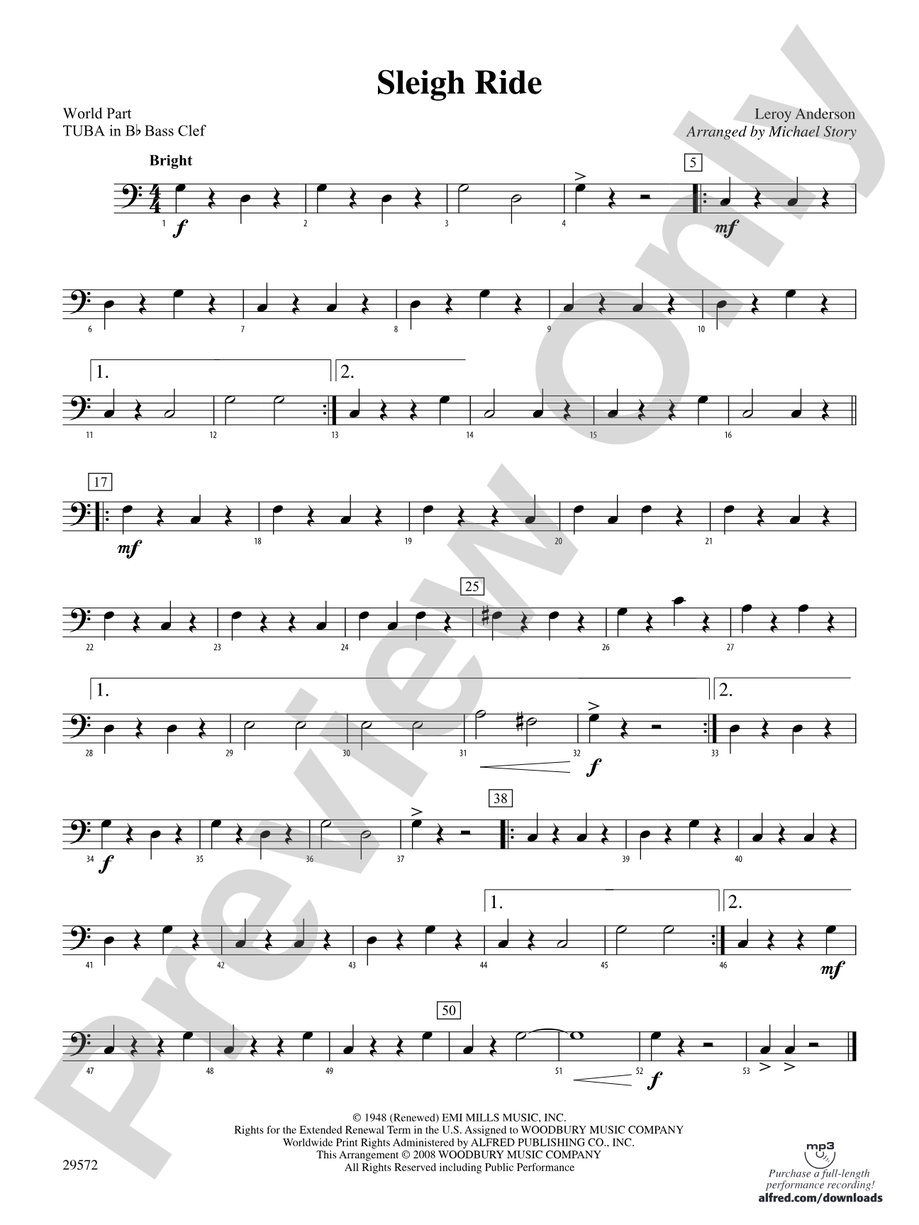 Sleigh Ride: (wp) B-flat Tuba B.C.