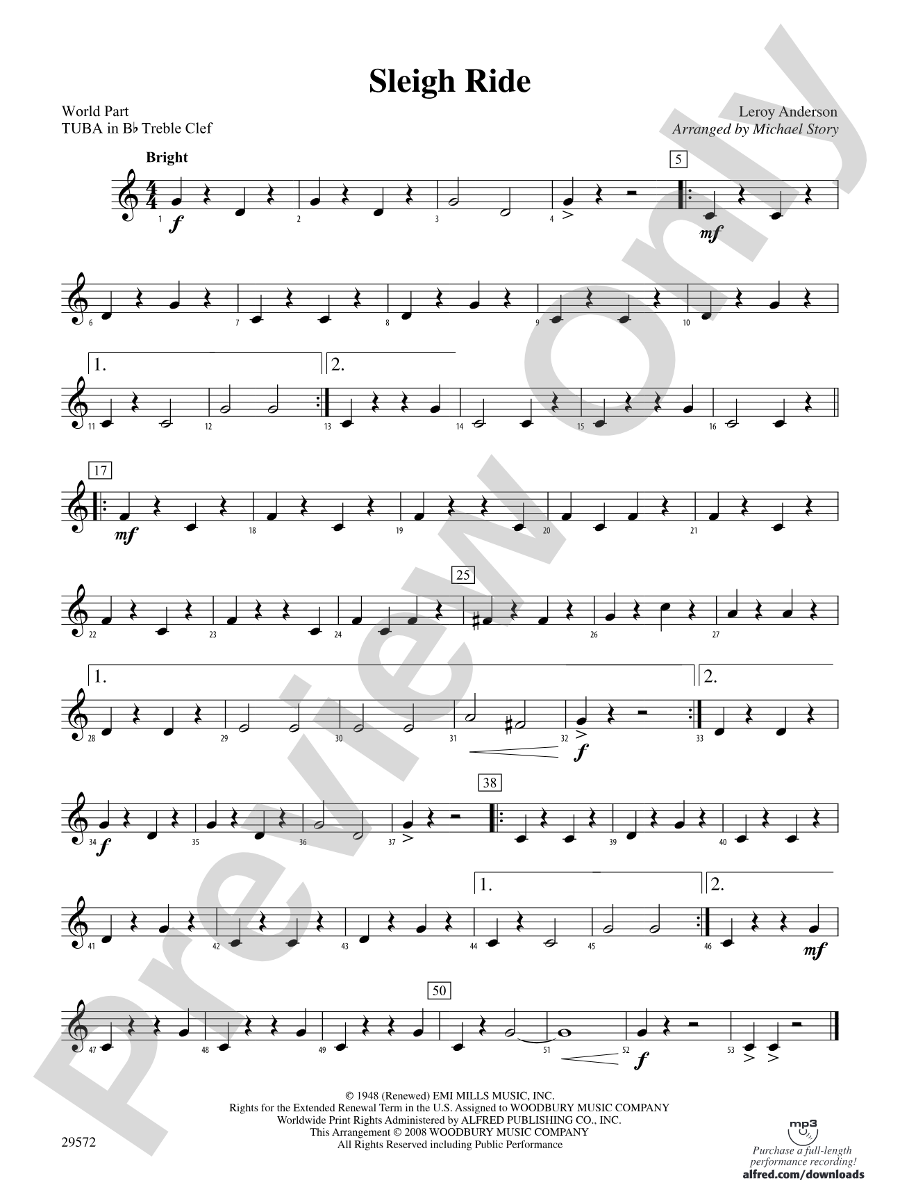 Sleigh Ride: (wp) B-flat Tuba T.C.