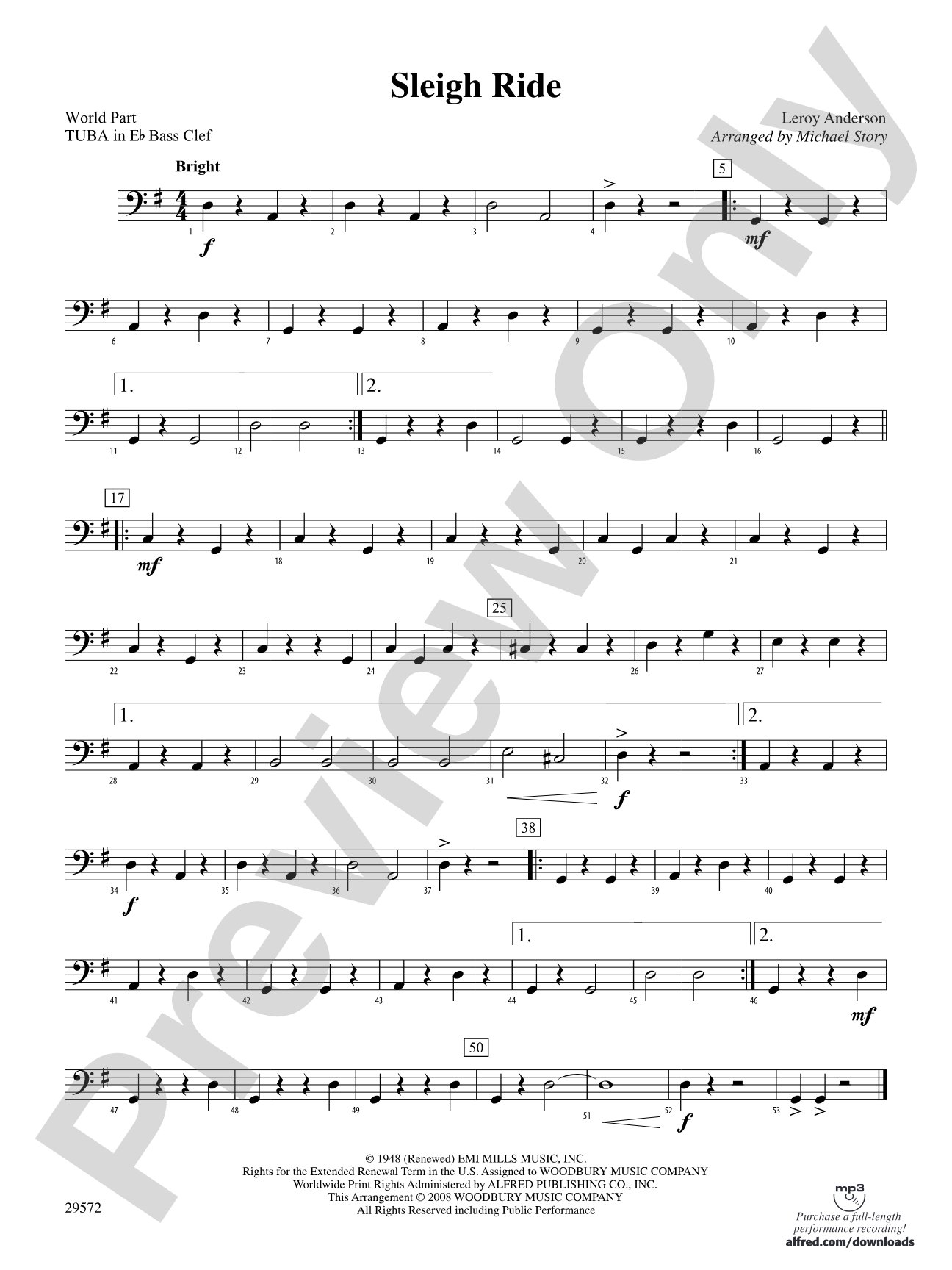 Sleigh Ride: (wp) E-flat Tuba B.C.