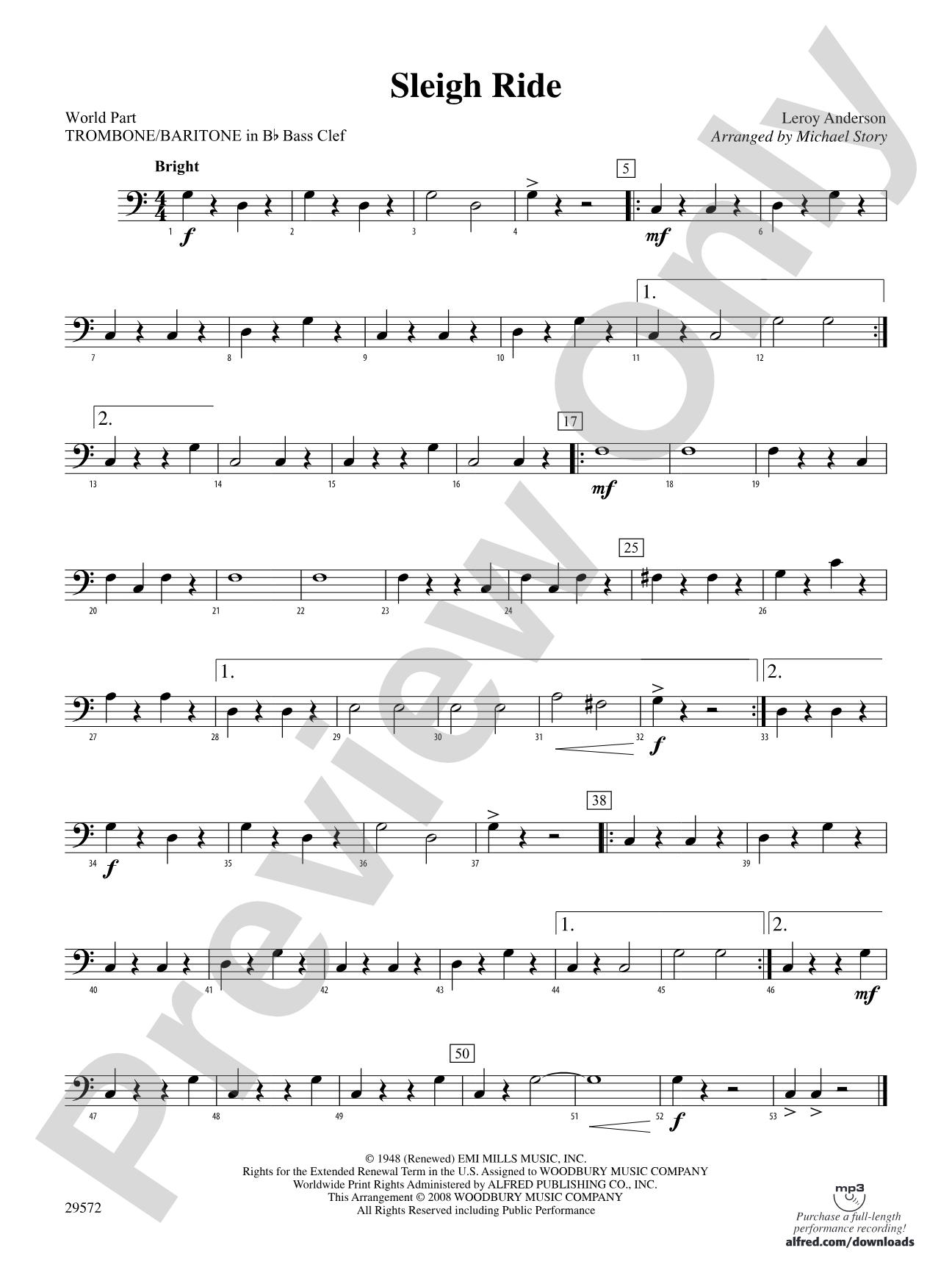 Sleigh Ride: (wp) 1st B-flat Trombone B.C.