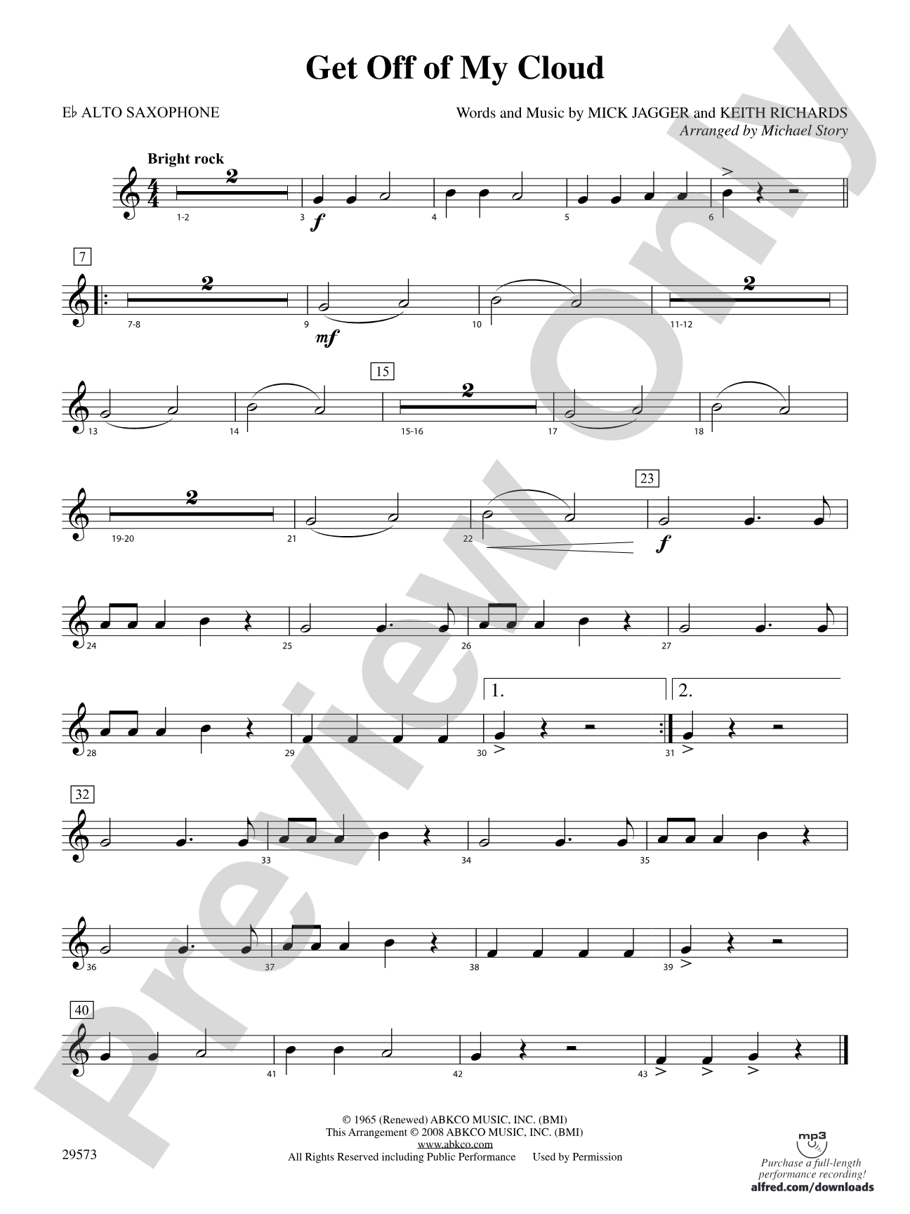 Get Off of My Cloud: E-flat Alto Saxophone