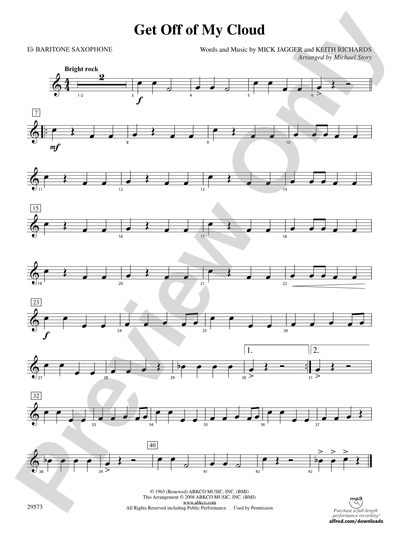 Get Off of My Cloud: E-flat Baritone Saxophone