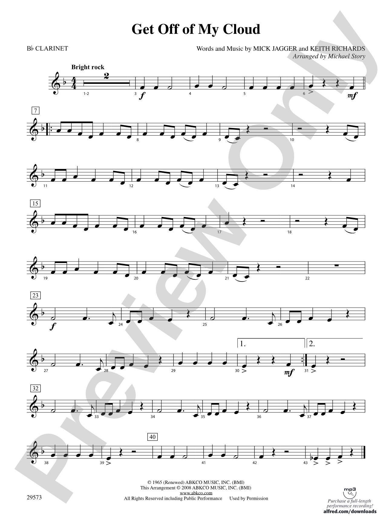 Get Off of My Cloud: 1st B-flat Clarinet