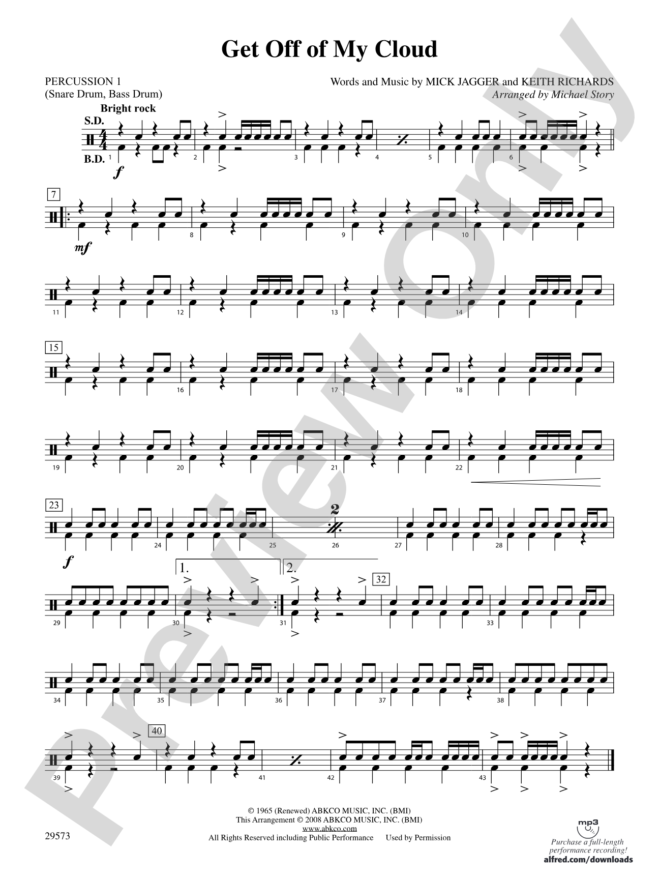 Get Off of My Cloud: 1st Percussion