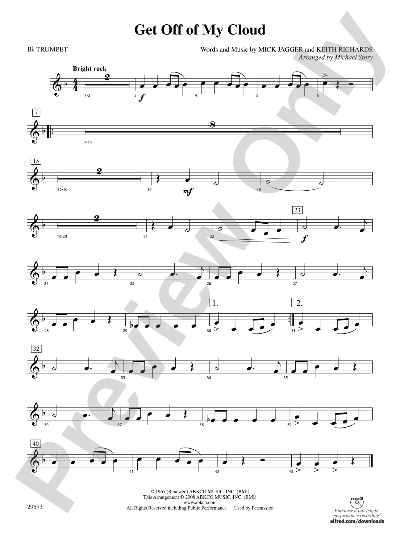 Get Off of My Cloud: 1st B-flat Trumpet