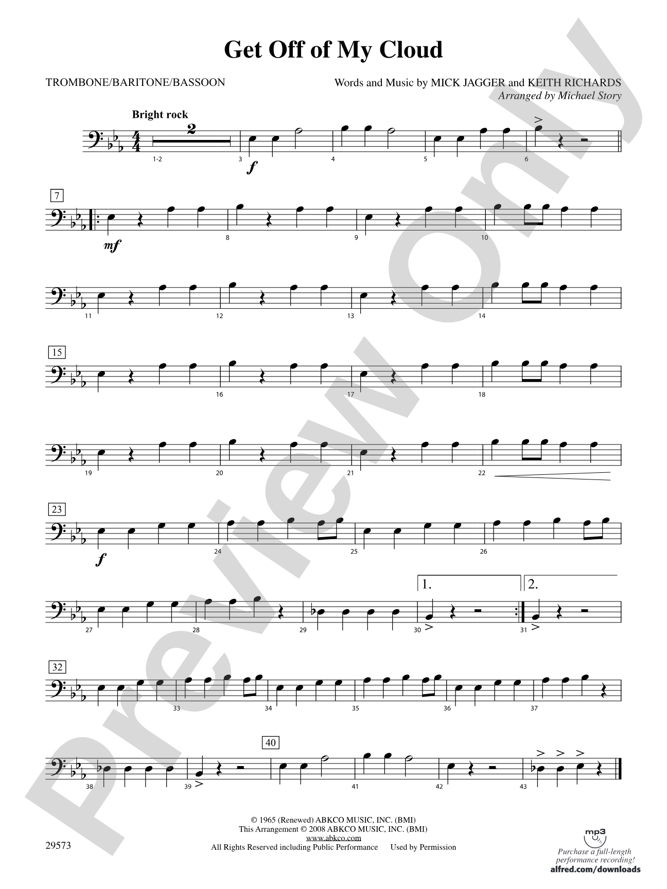 Get Off of My Cloud: 1st Trombone