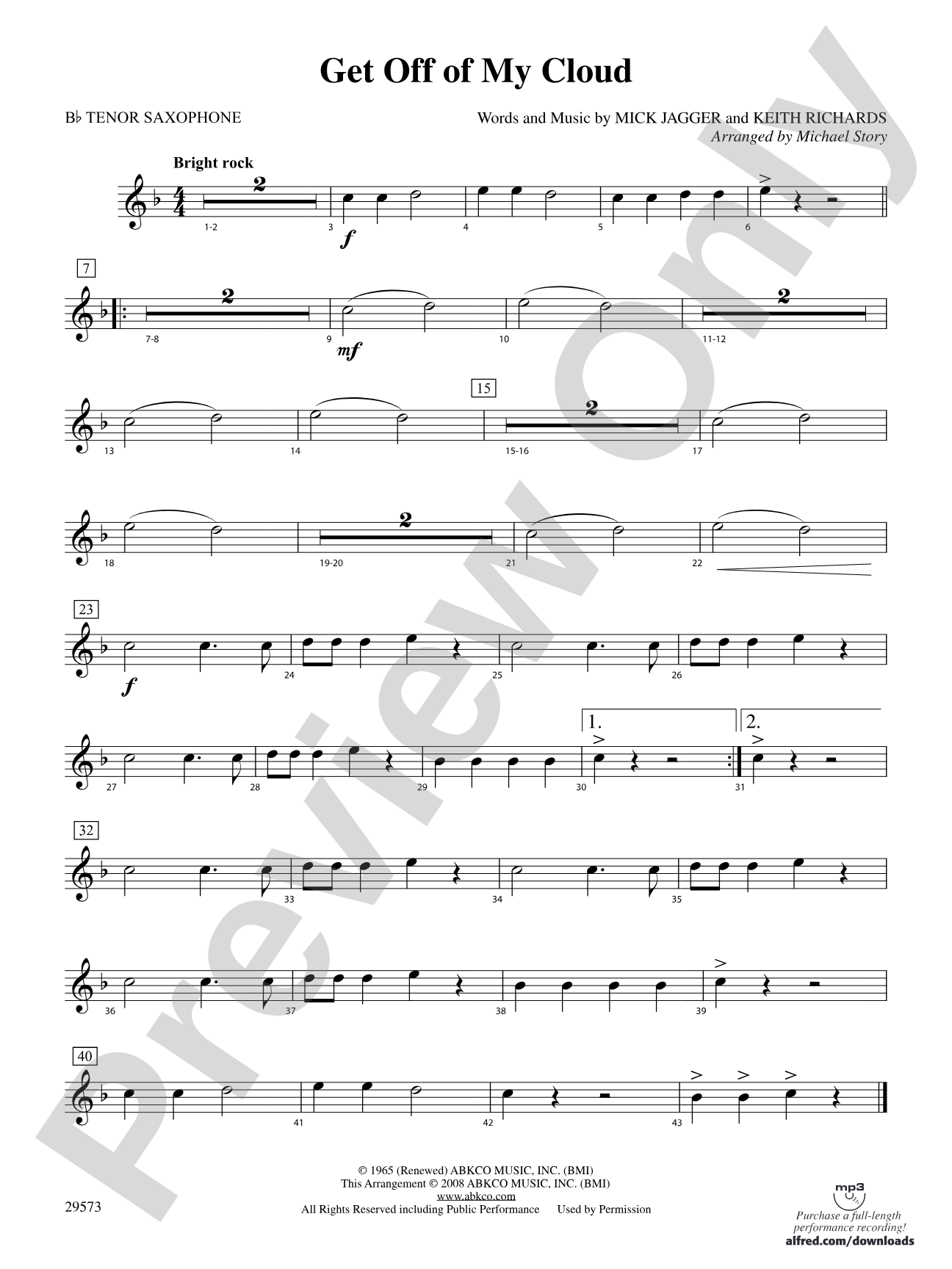 Get Off of My Cloud: B-flat Tenor Saxophone