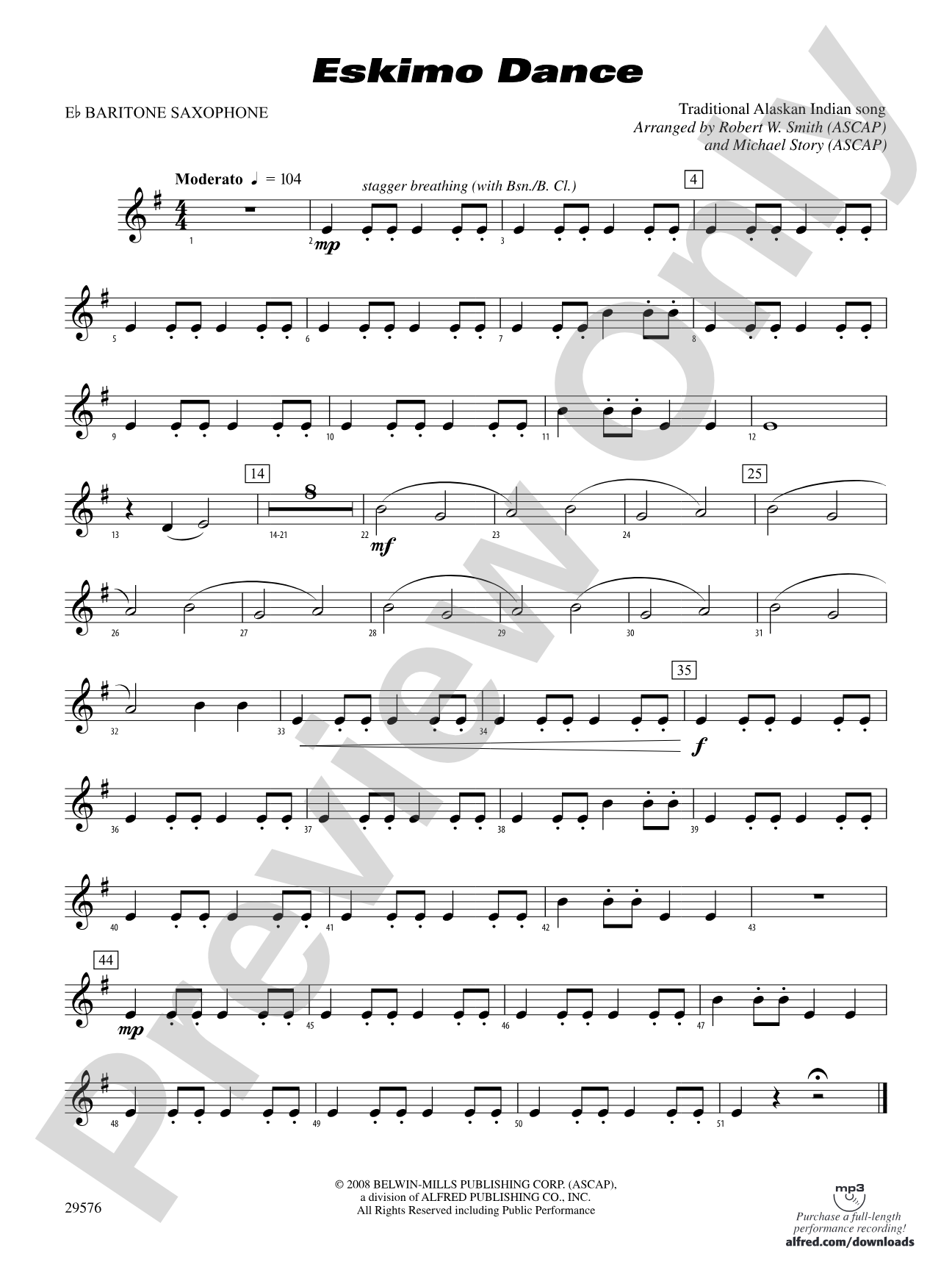 Eskimo Dance: E-flat Baritone Saxophone