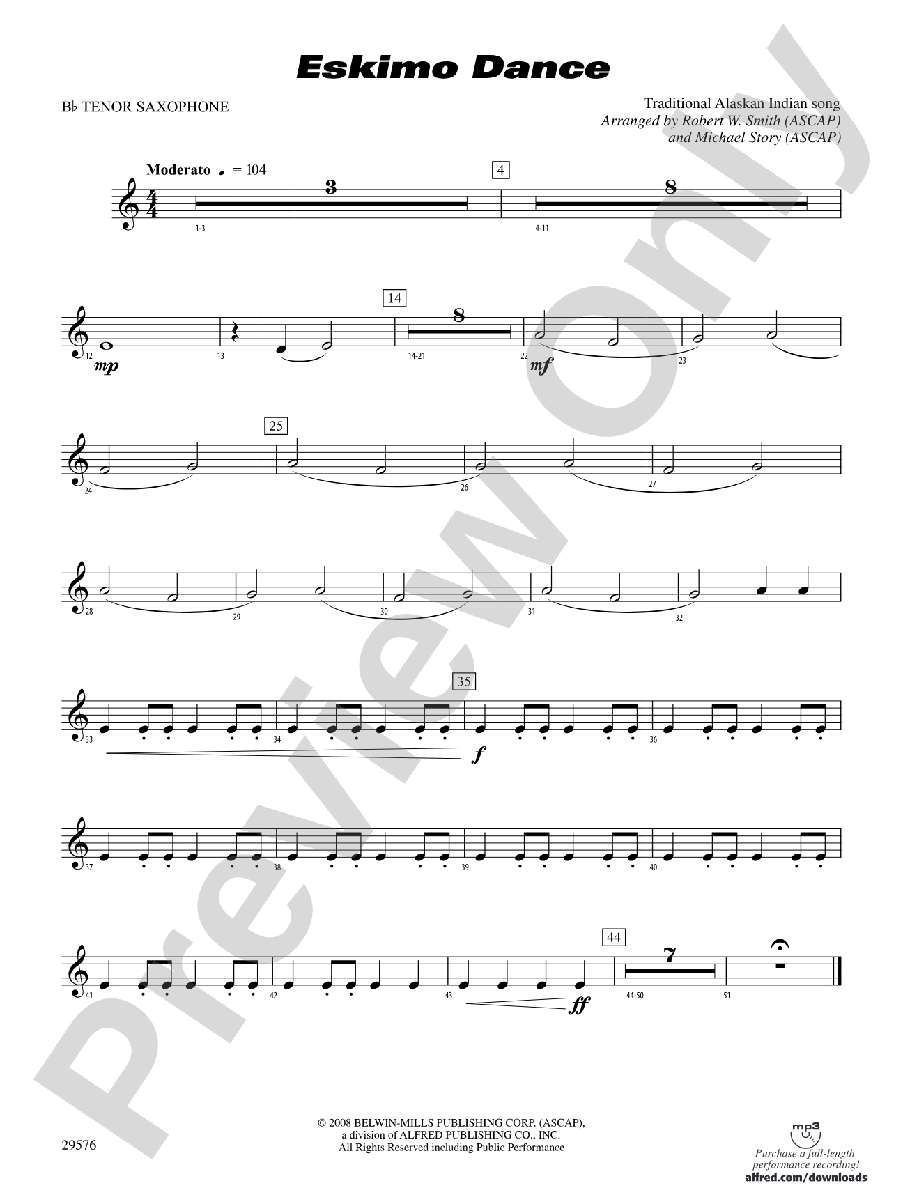 Eskimo Dance: B-flat Tenor Saxophone