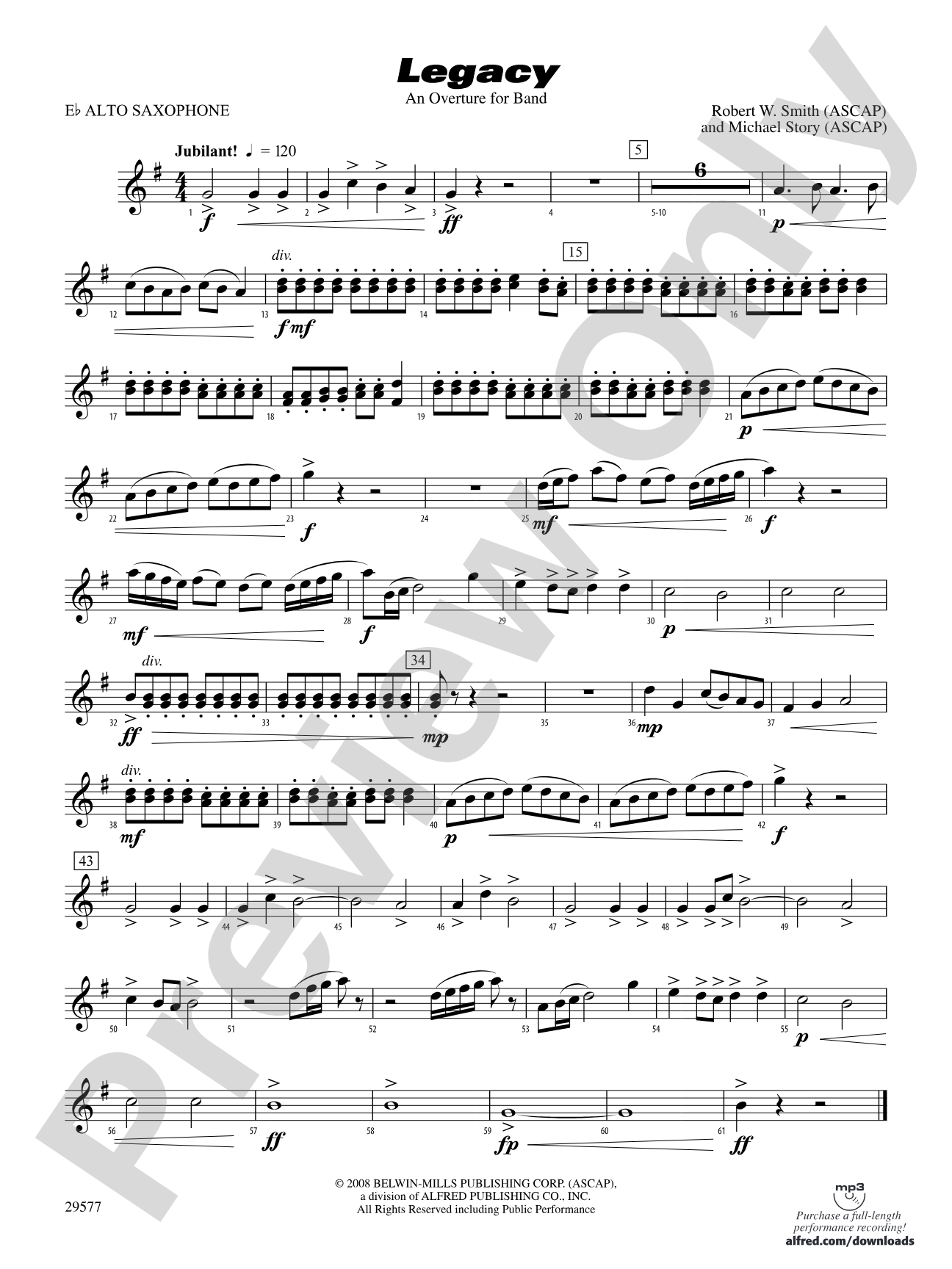 Legacy (An Overture for Band): E-flat Alto Saxophone