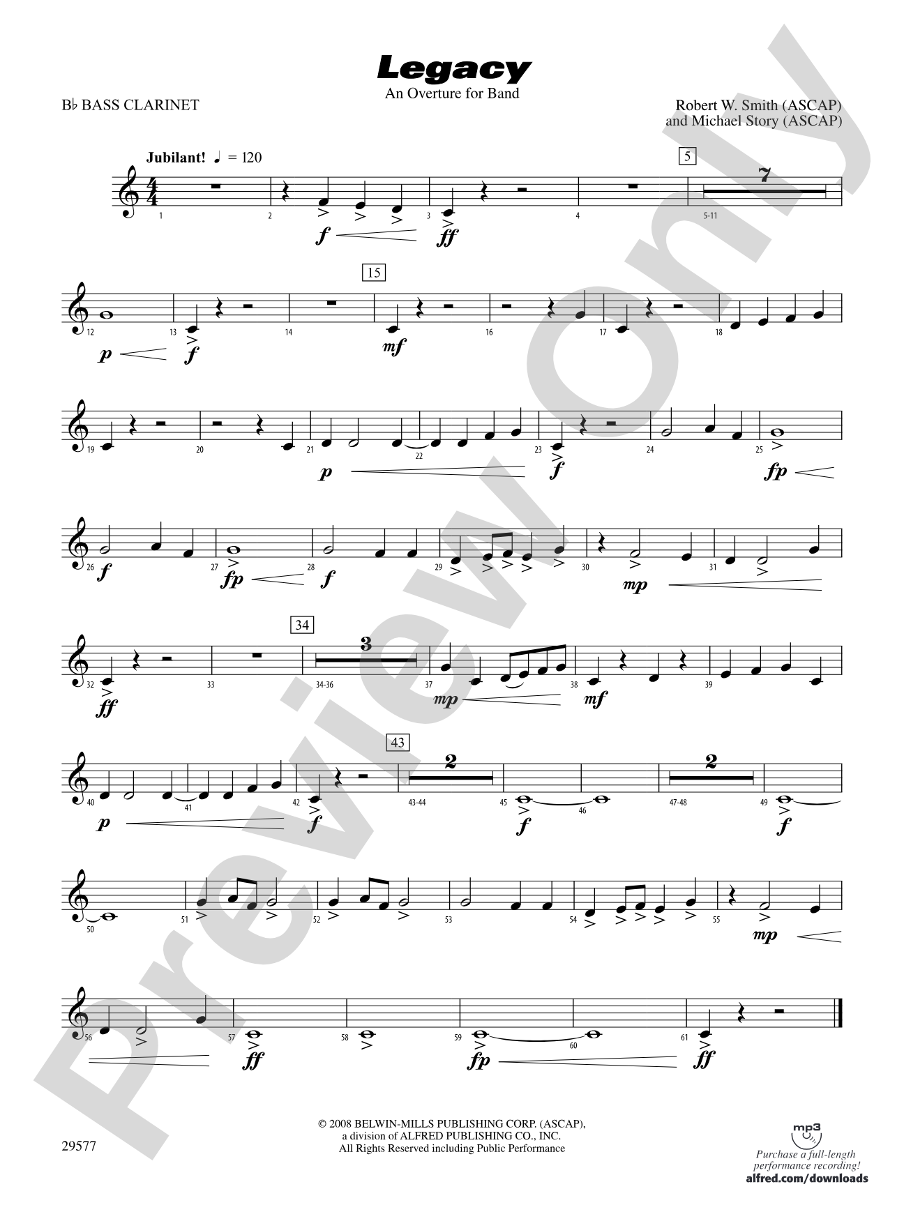 Legacy (An Overture for Band): B-flat Bass Clarinet