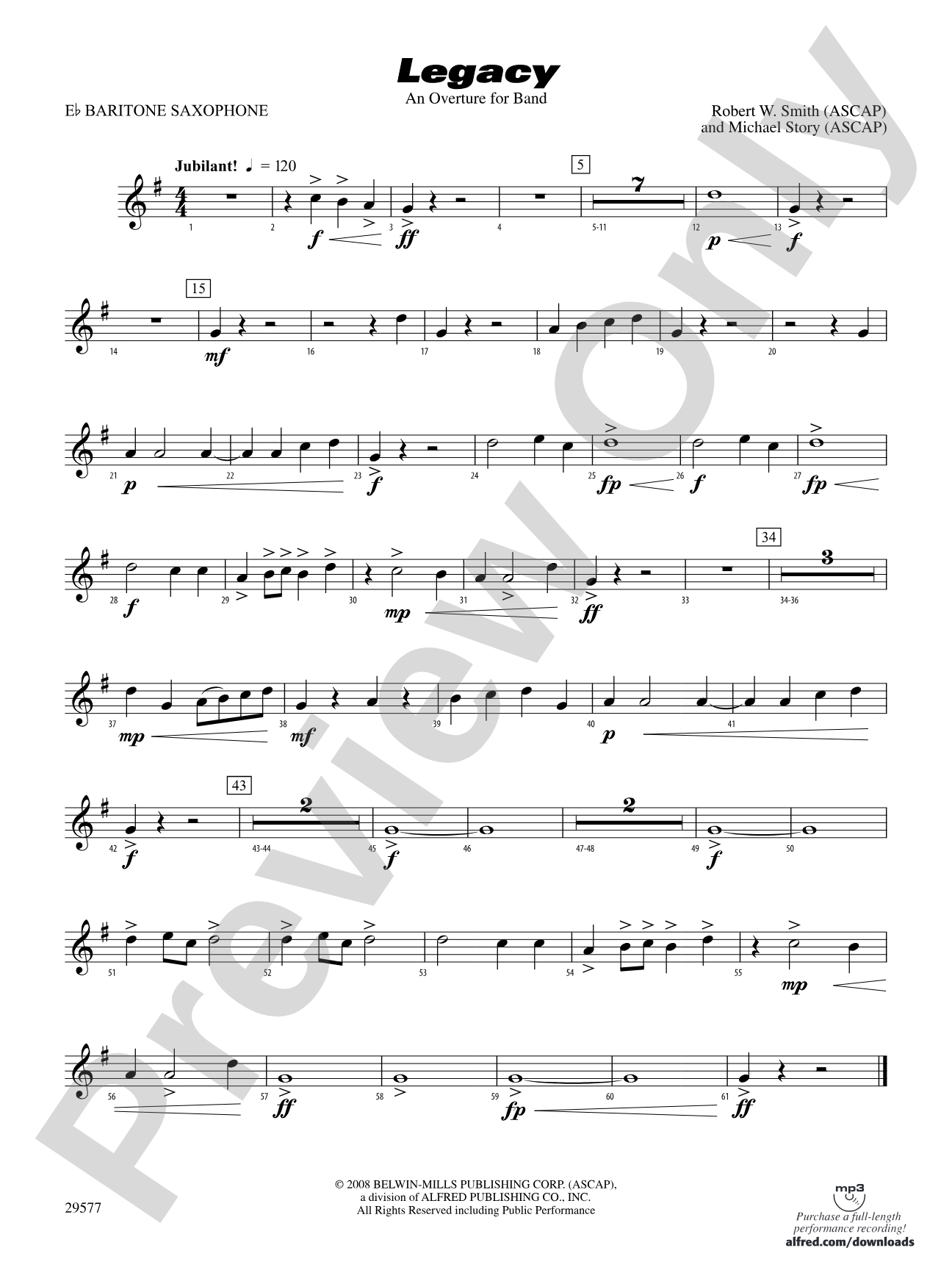 Legacy (An Overture for Band): E-flat Baritone Saxophone