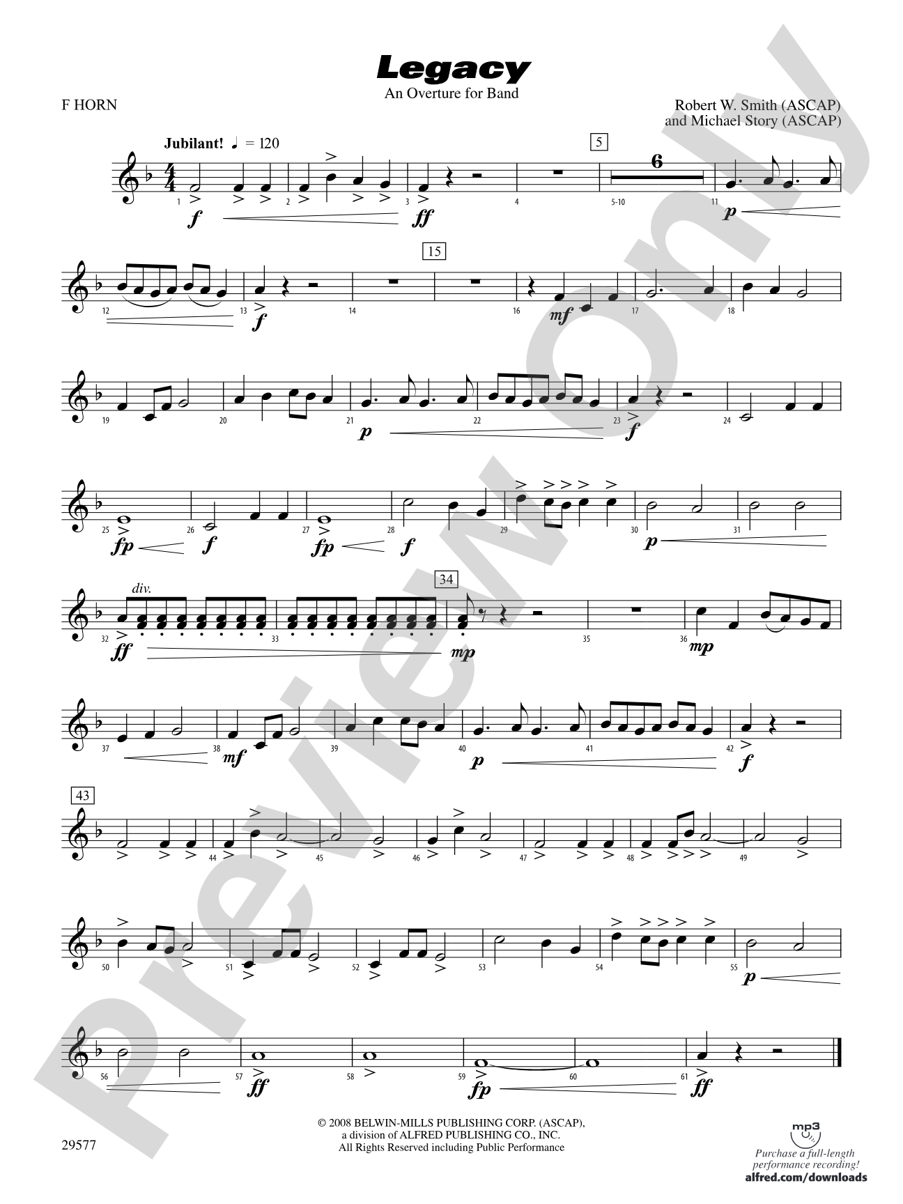Legacy (An Overture for Band): 1st F Horn