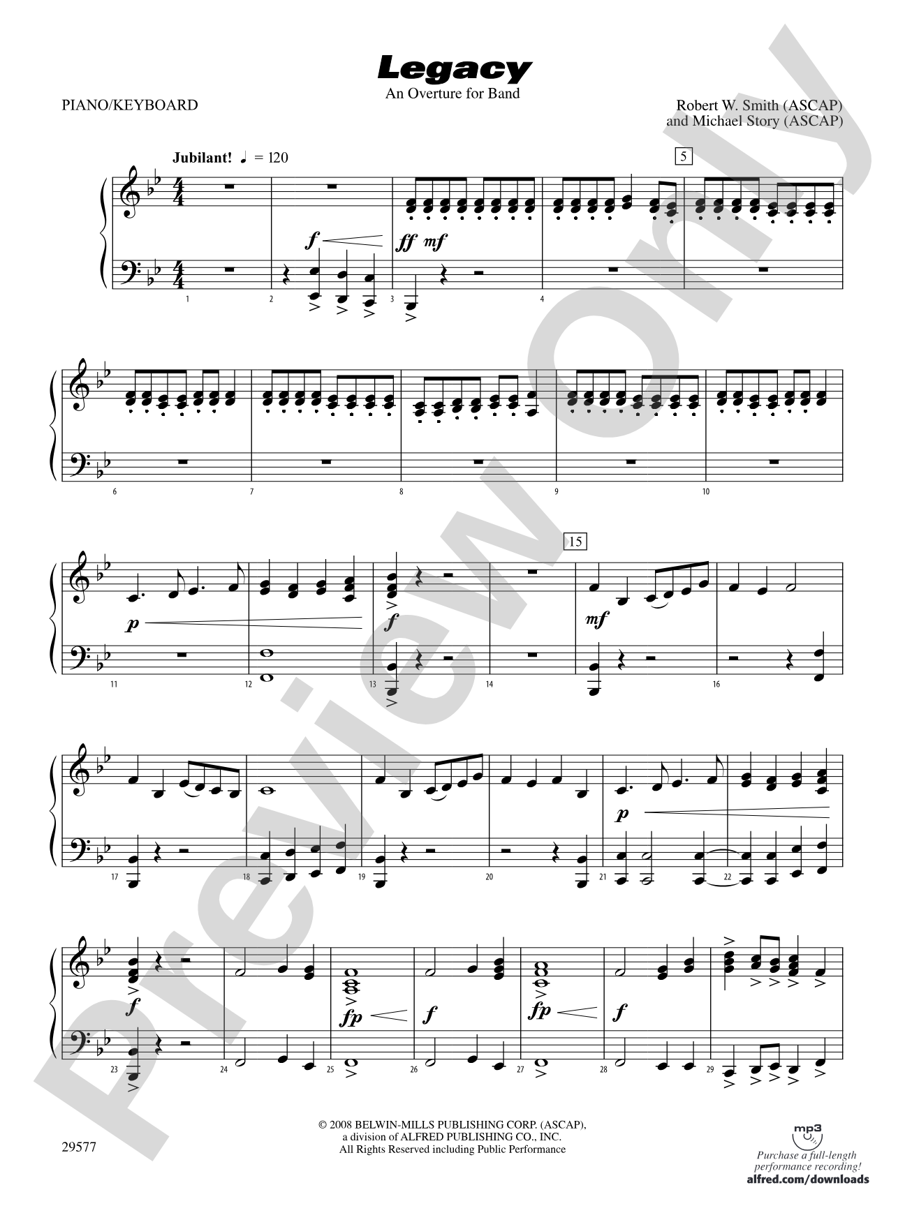 Legacy (An Overture for Band): Piano Accompaniment