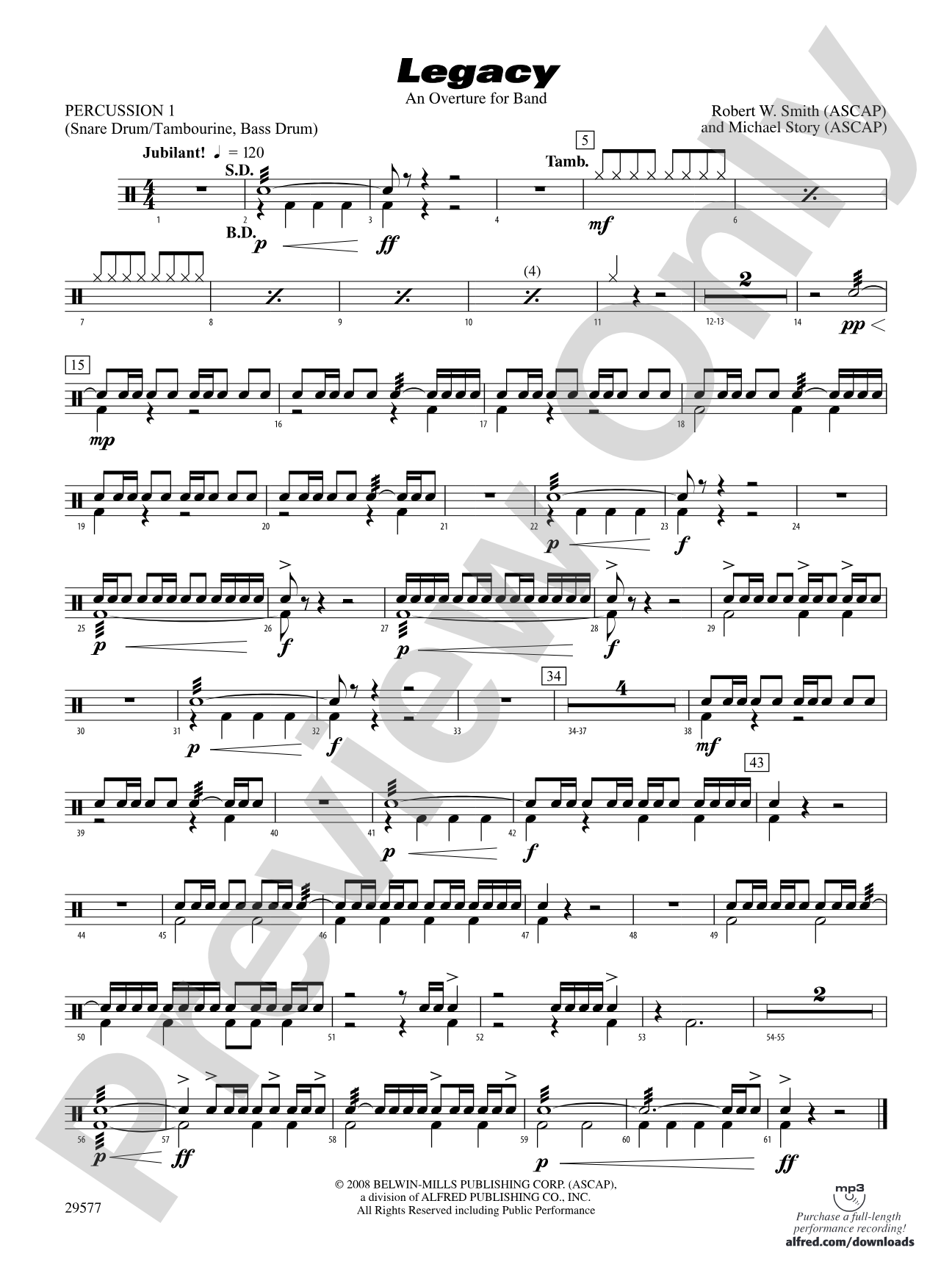 Legacy (An Overture for Band): 1st Percussion