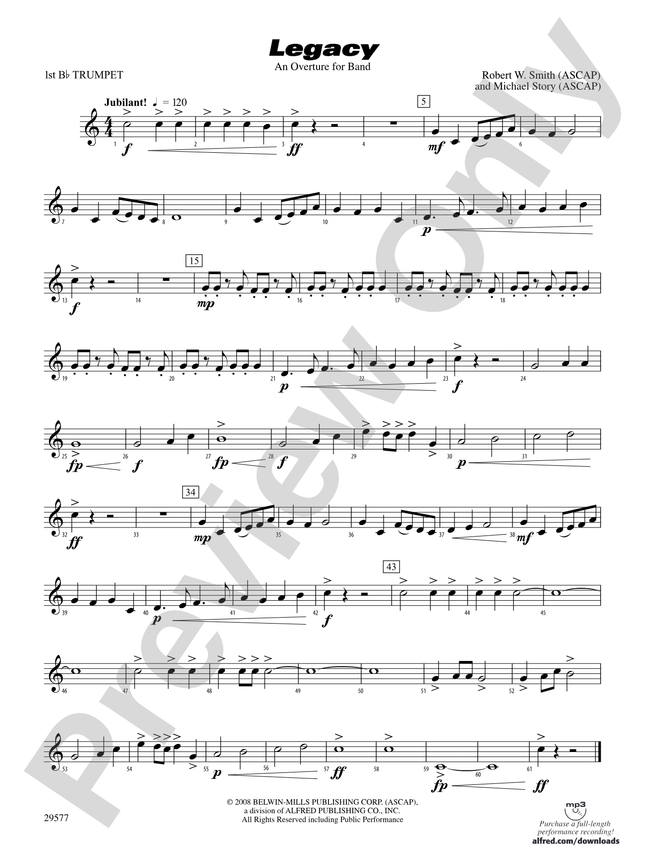 Legacy (An Overture for Band): 1st B-flat Trumpet