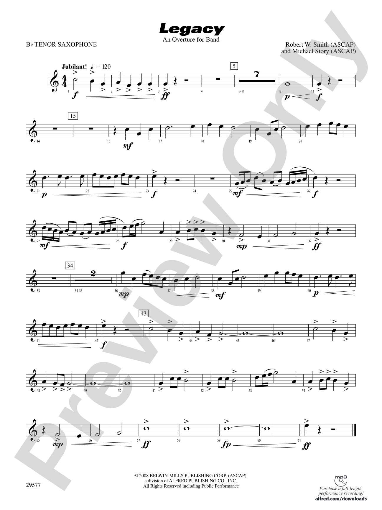 Legacy (An Overture for Band): B-flat Tenor Saxophone