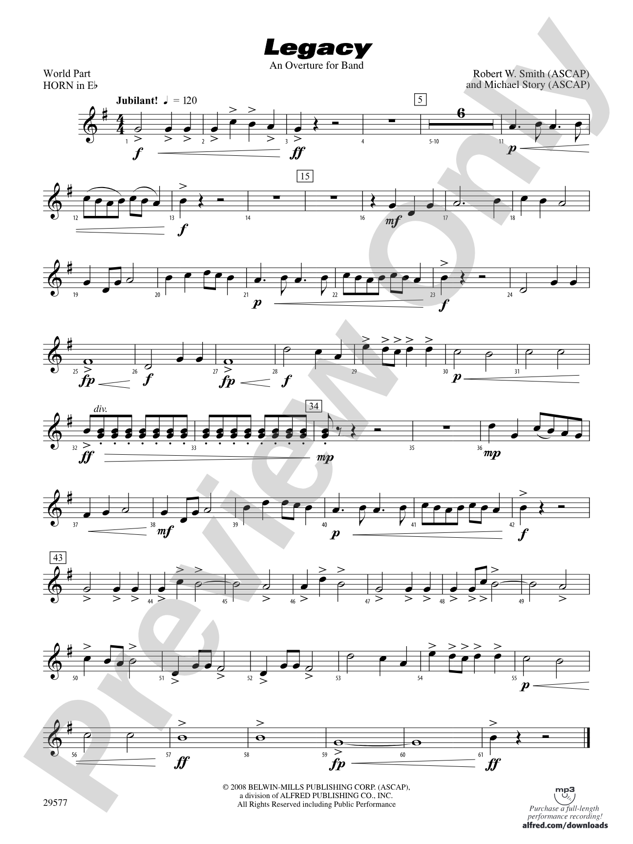 Legacy (An Overture for Band): (wp) 1st Horn in E-flat