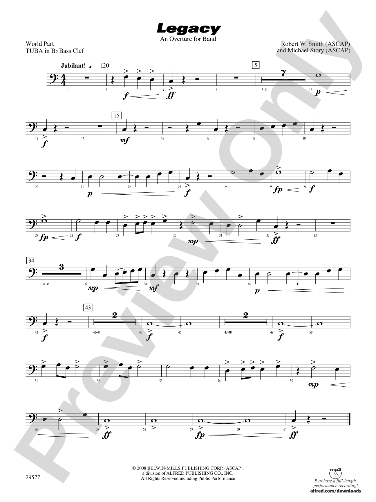 Legacy (An Overture for Band): (wp) B-flat Tuba B.C.