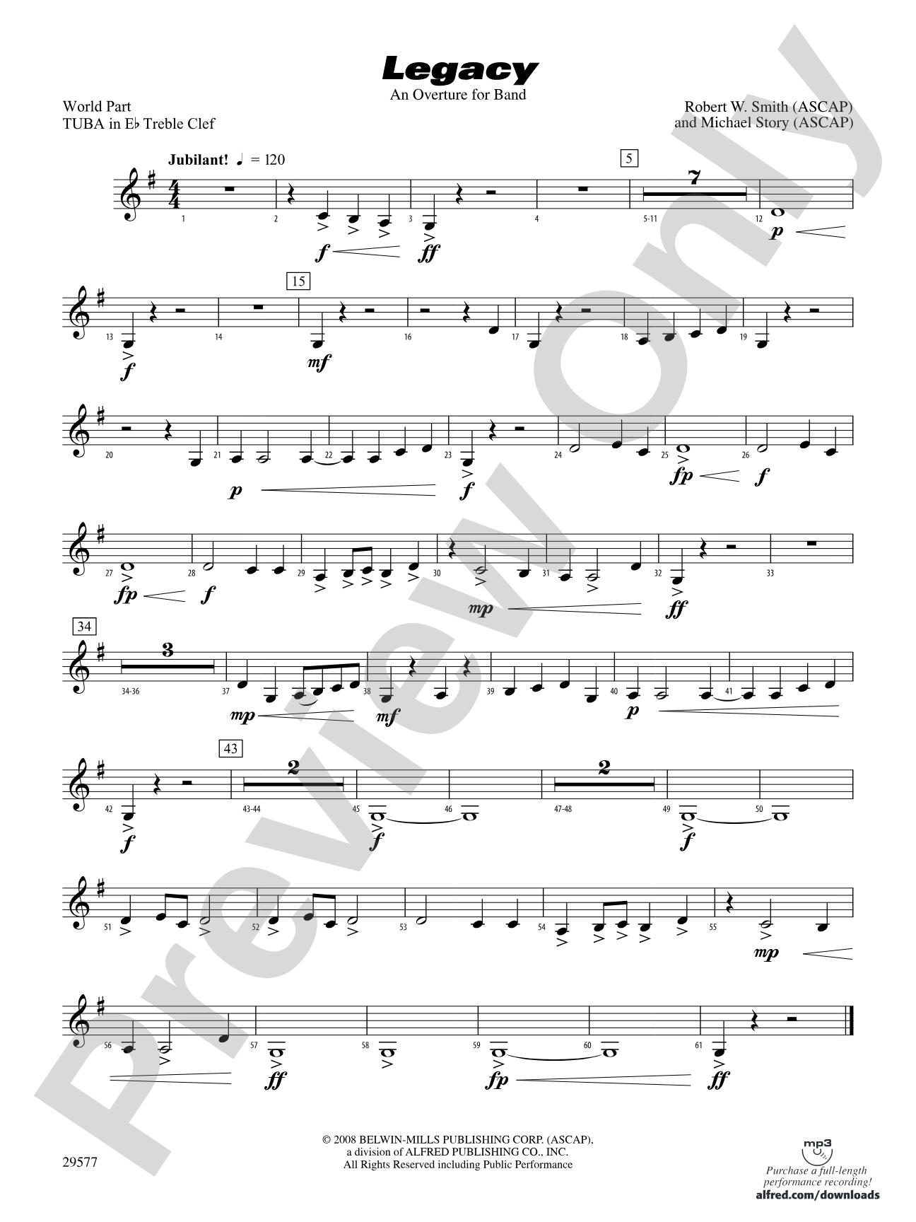Legacy (An Overture for Band): (wp) E-flat Tuba T.C.
